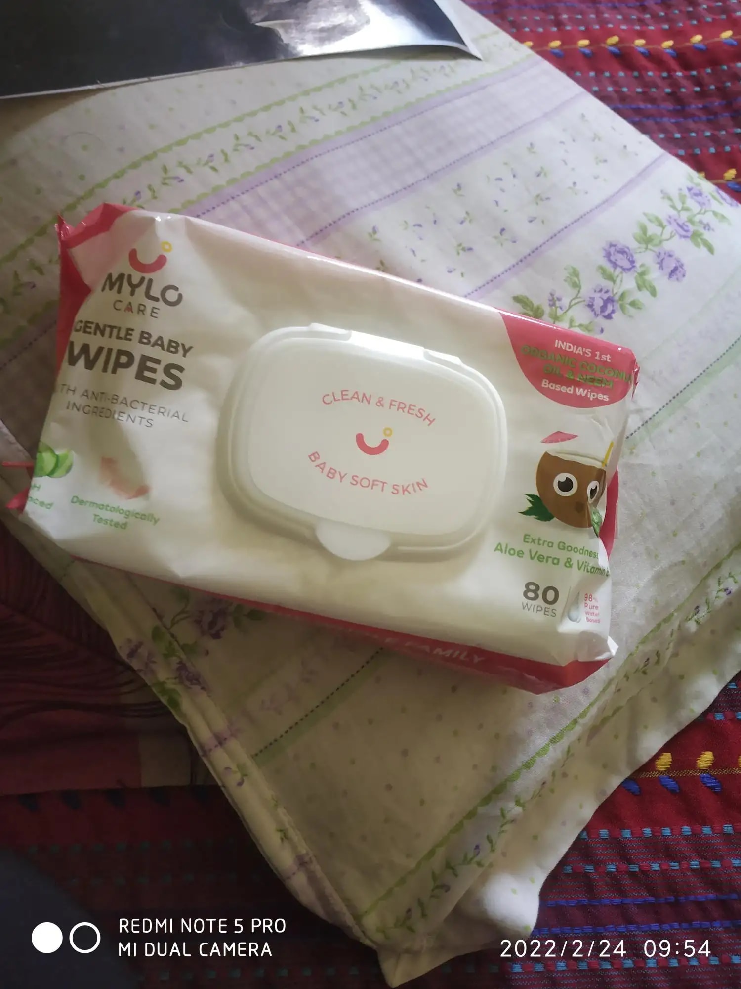 Gentle Baby Wipes With Lid - Organic Coconut Oil, Neem, Aloe Vera and Vitamin E | 98% Pure Water | Dermatologically Tested (Pack of 3) - 72 Wipes Per Pack