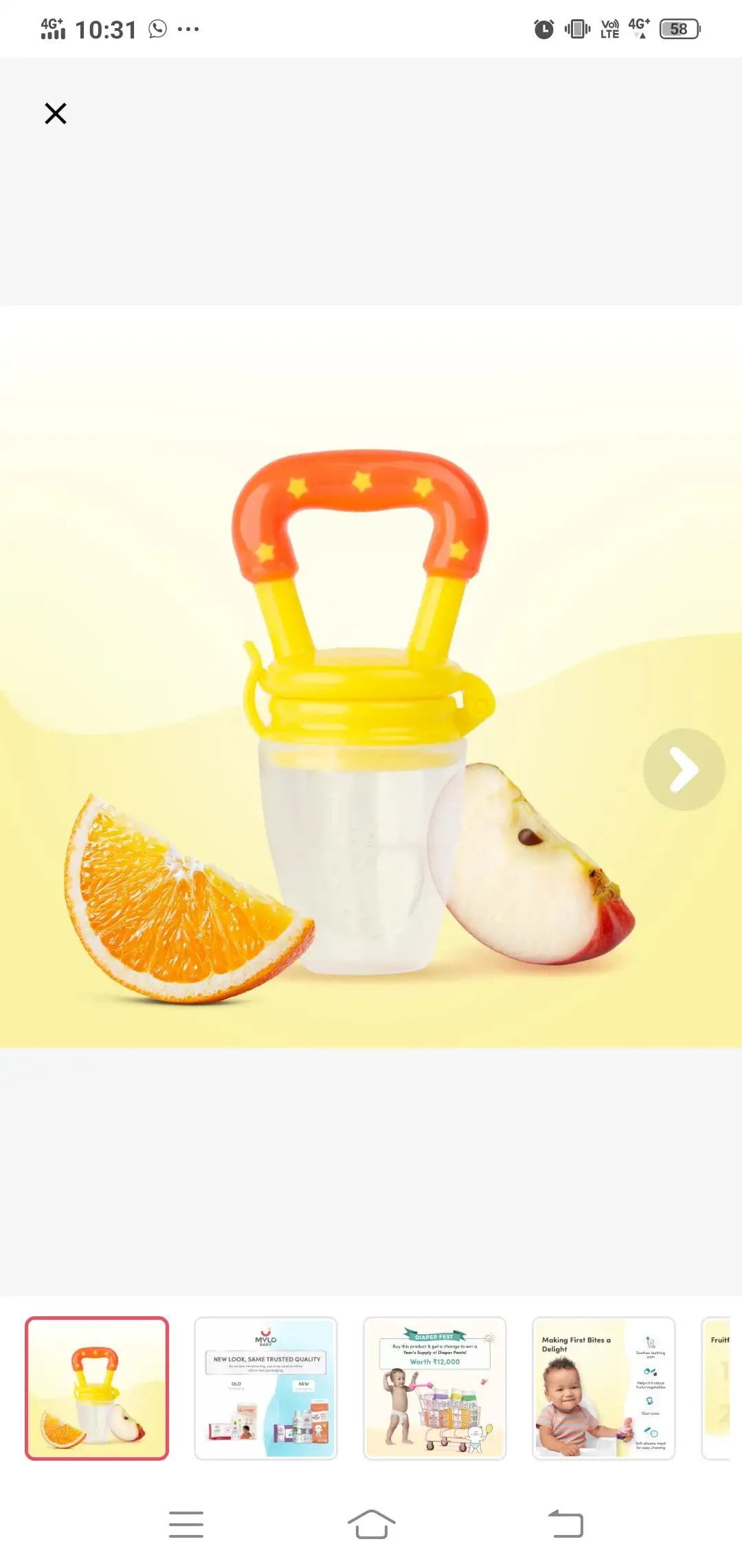 Feels Natural Ultra Soft Fruit & Food Nibbler- Pink | Convenient to Introduce Fruits & Veggies to Baby | Ultra-soft Silicone Mesh for Easy Chewing | Easy One Snap Filling | Helps Relieve Teething Discomfort