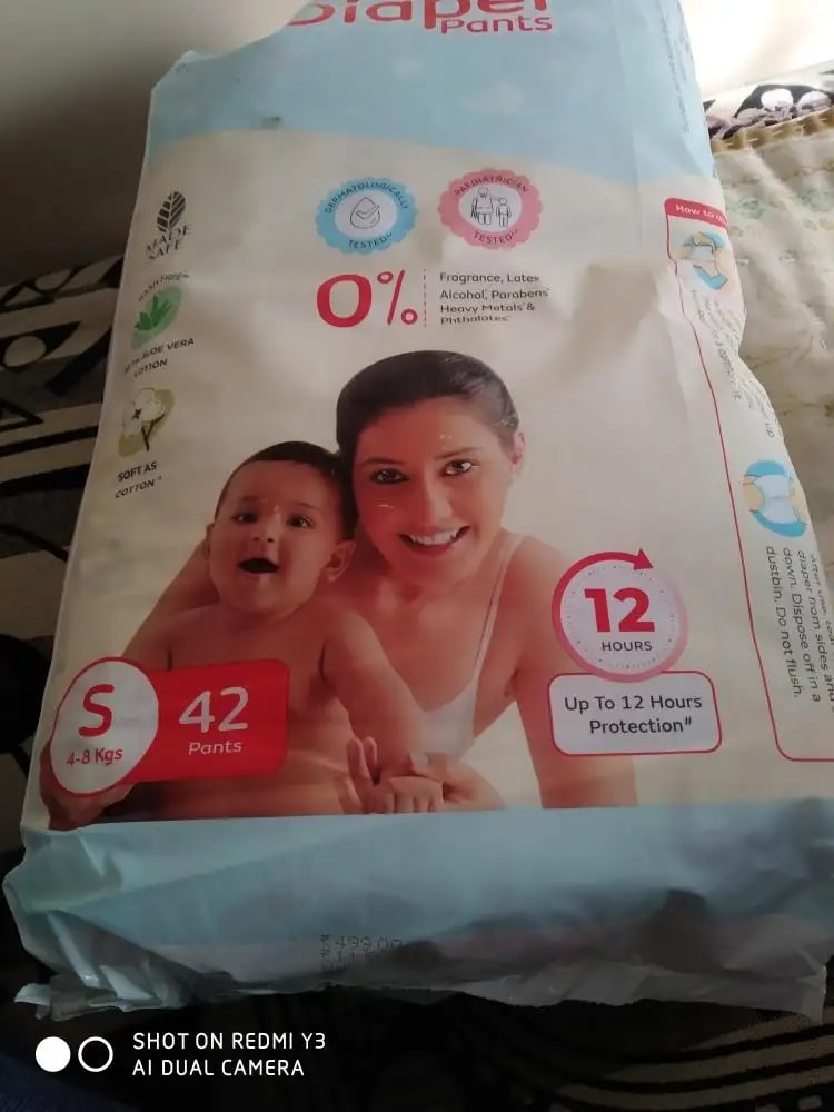 Baby Diaper Pants Small (S) Size 4-8 kgs (42 count) Leak Proof | Lightweight | Rash Free | 12 Hours Protection | ADL Technology (Pack of 1)