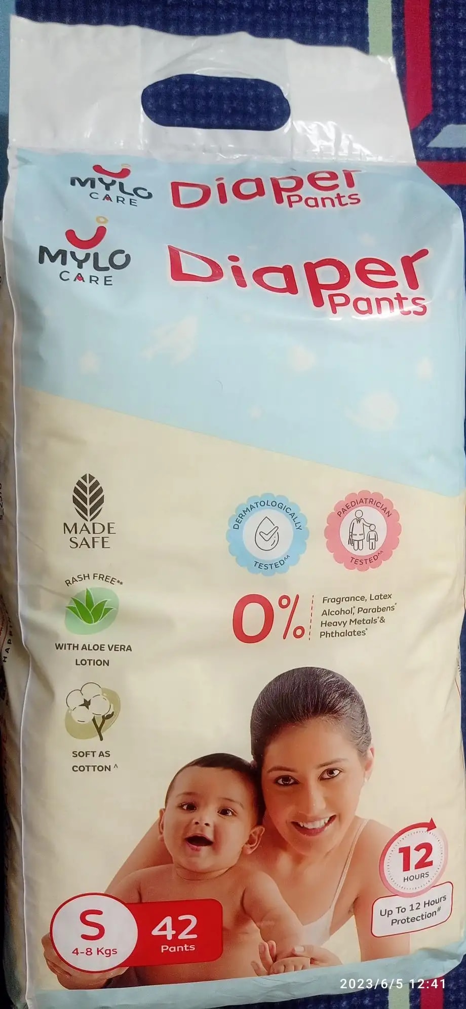 Baby Diaper Pants Small (S) Size 4-8 kgs (42 count) Leak Proof | Lightweight | Rash Free | 12 Hours Protection | ADL Technology (Pack of 1)