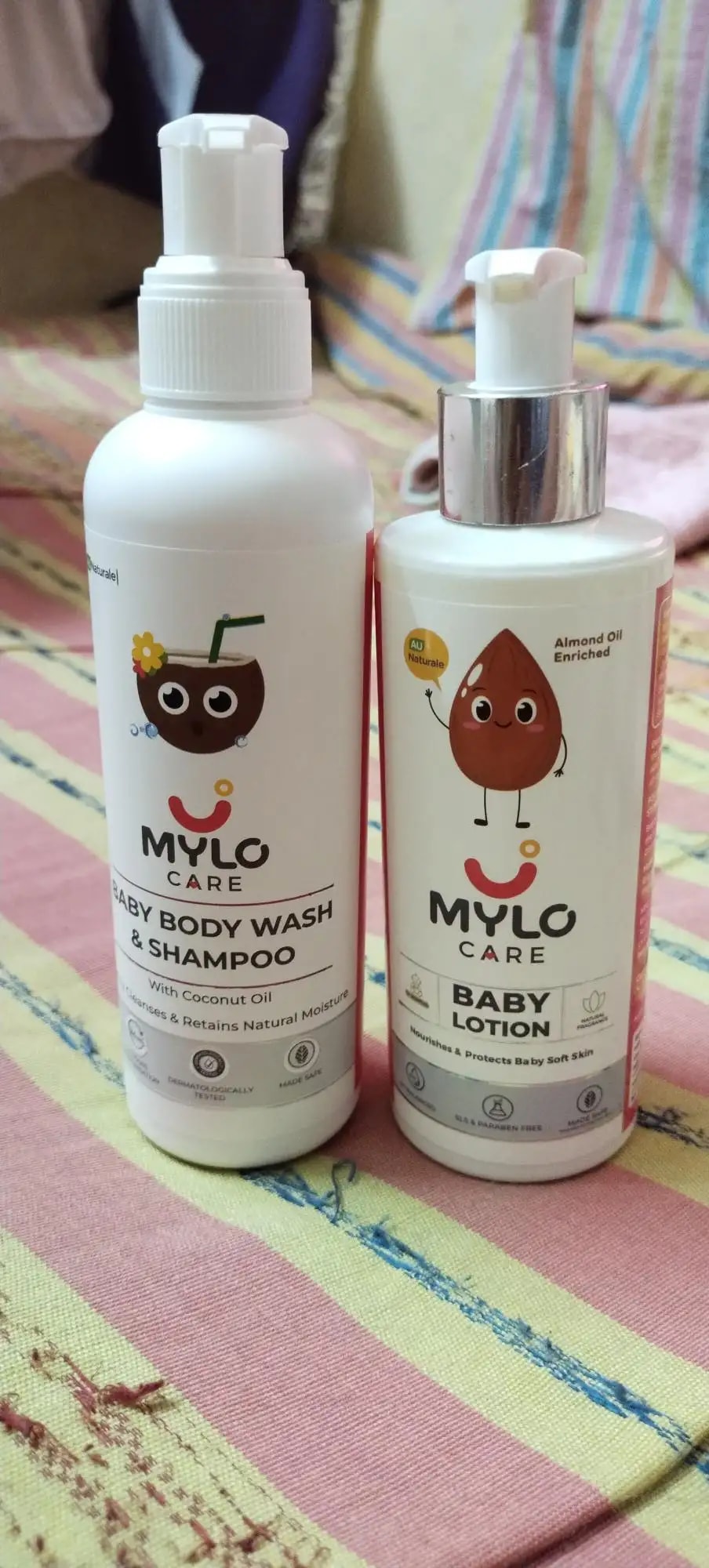 Baby Bath Essentials - Baby Body Wash & Shampoo (200 ml) and Mylo Care Baby Lotion (200 ml) | Tear Free Formulation | 24 Hours Moisturization