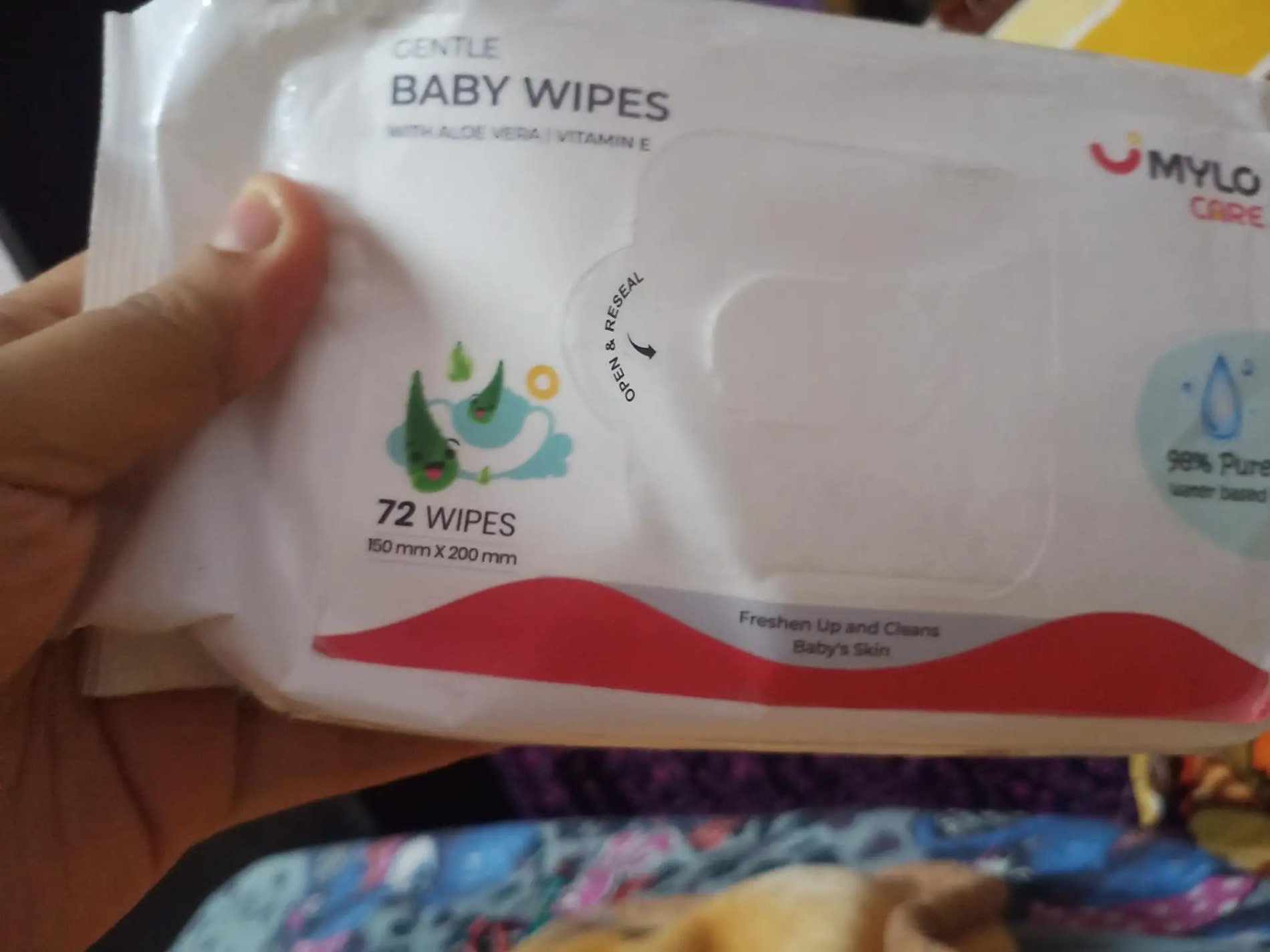 Gentle Baby Wipes With Lid - Organic Coconut Oil, Neem, Aloe Vera and Vitamin E | 98% Pure Water | Dermatologically Tested (Pack of 3) - 72 Wipes Per Pack