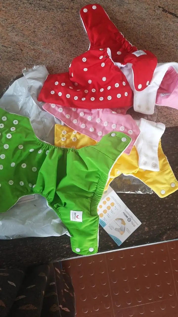 Adjustable Washable & Reusable Cloth Diaper With Dry Feel, Absorbent Insert Pad (3M-3Y) | Oeko-Tex Certified | Prevents Rashes - Assorted Colors - Pack of 4