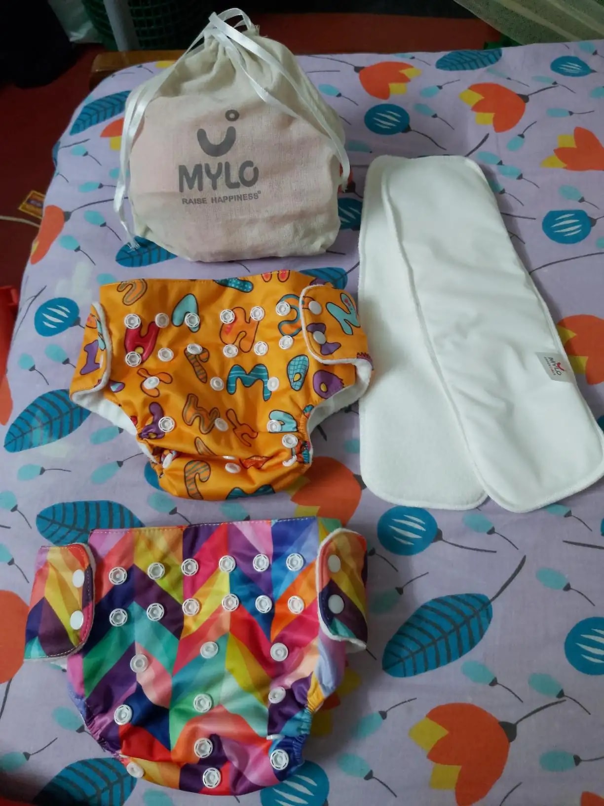 Adjustable Washable & Reusable Cloth Diaper With Absorbent Insert Pad (3M-3Y) | Oeko-Tex Certified | Prevents Rashes - Rainbow & Jungle - Pack of 2