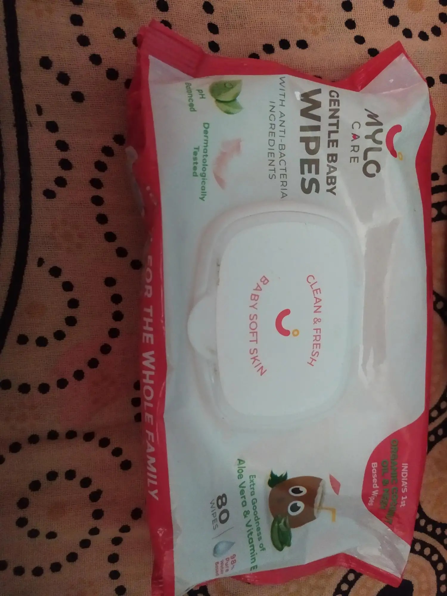 Gentle Baby Wipes With Lid - Organic Coconut Oil, Neem, Aloe Vera and Vitamin E | 98% Pure Water | Dermatologically Tested (Pack of 3) - 72 Wipes Per Pack