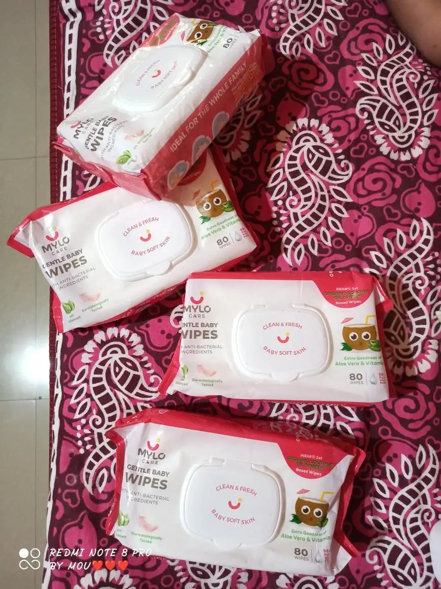 Gentle Baby Wipes With Lid - Organic Coconut Oil, Neem, Aloe Vera and Vitamin E | 98% Pure Water | Dermatologically Tested (Pack of 3) - 72 Wipes Per Pack
