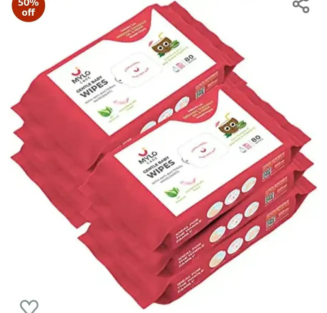 Gentle Baby Wipes With Lid - Organic Coconut Oil, Neem, Aloe Vera and Vitamin E | 98% Pure Water | Dermatologically Tested (Pack of 3) - 72 Wipes Per Pack