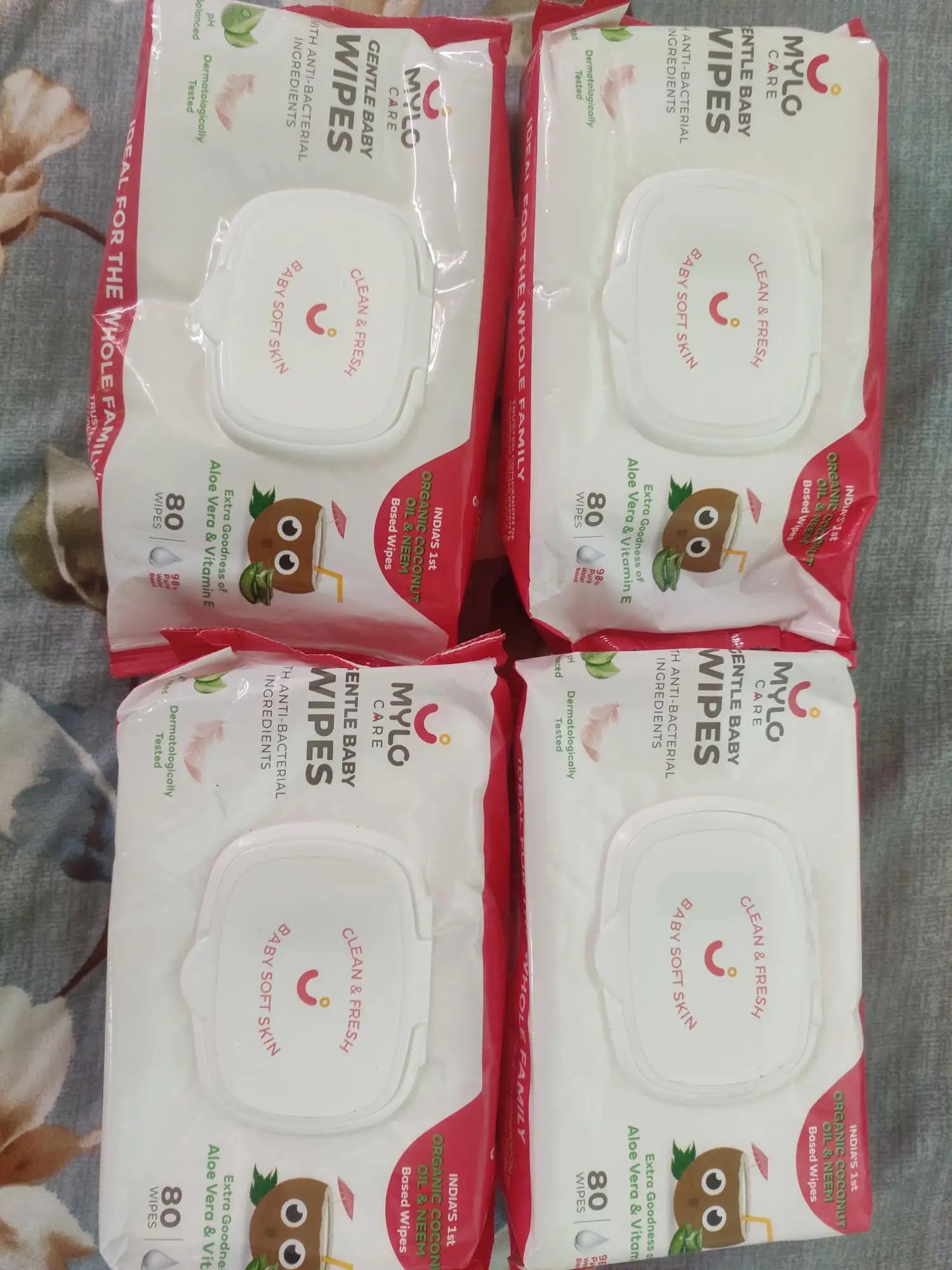 Gentle Baby Wipes With Lid - Organic Coconut Oil, Neem, Aloe Vera and Vitamin E | 98% Pure Water | Dermatologically Tested (Pack of 3) - 72 Wipes Per Pack
