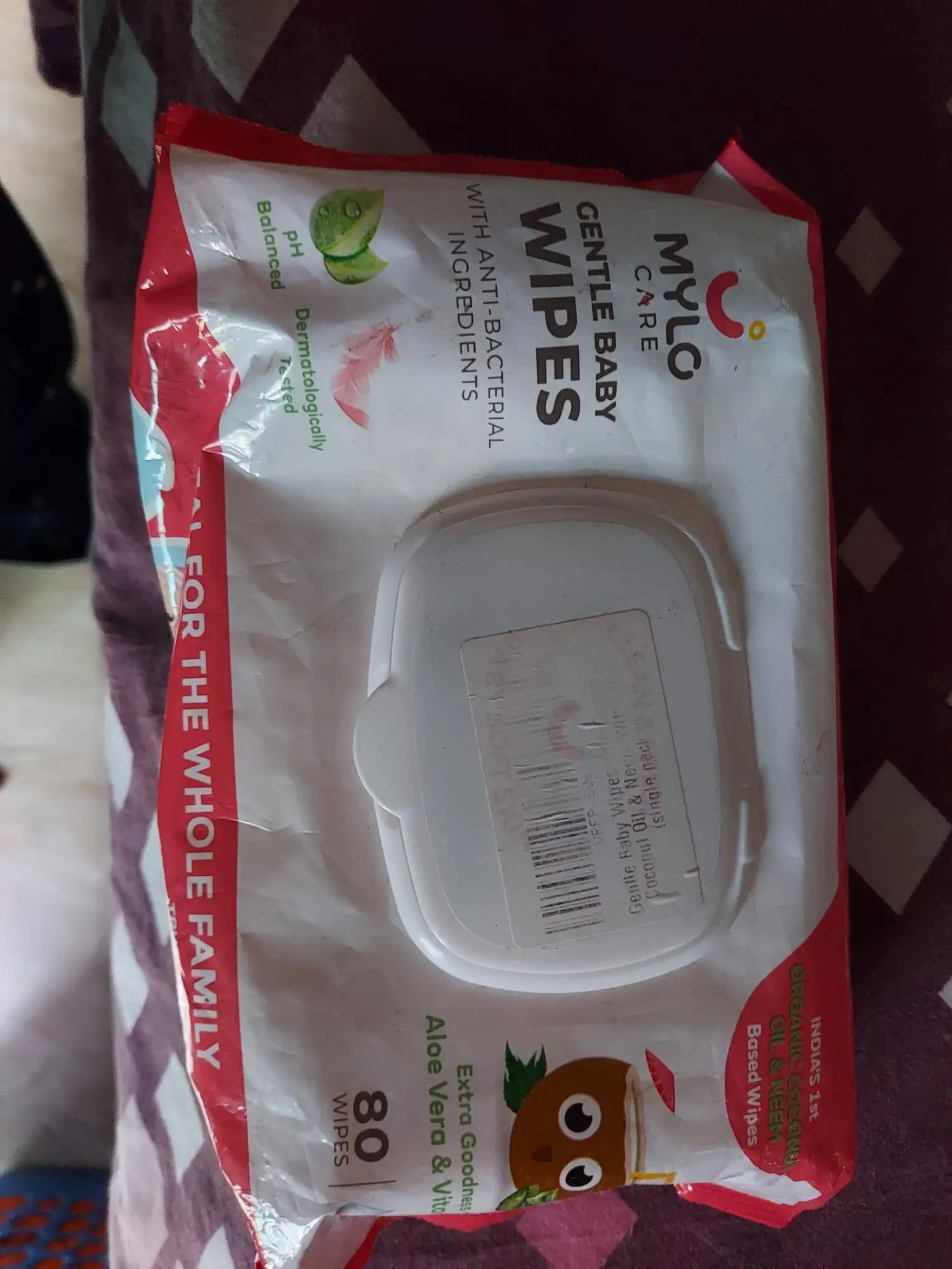 Gentle Baby Wipes With Lid - Organic Coconut Oil, Neem, Aloe Vera and Vitamin E | 98% Pure Water | Dermatologically Tested (Pack of 3) - 72 Wipes Per Pack