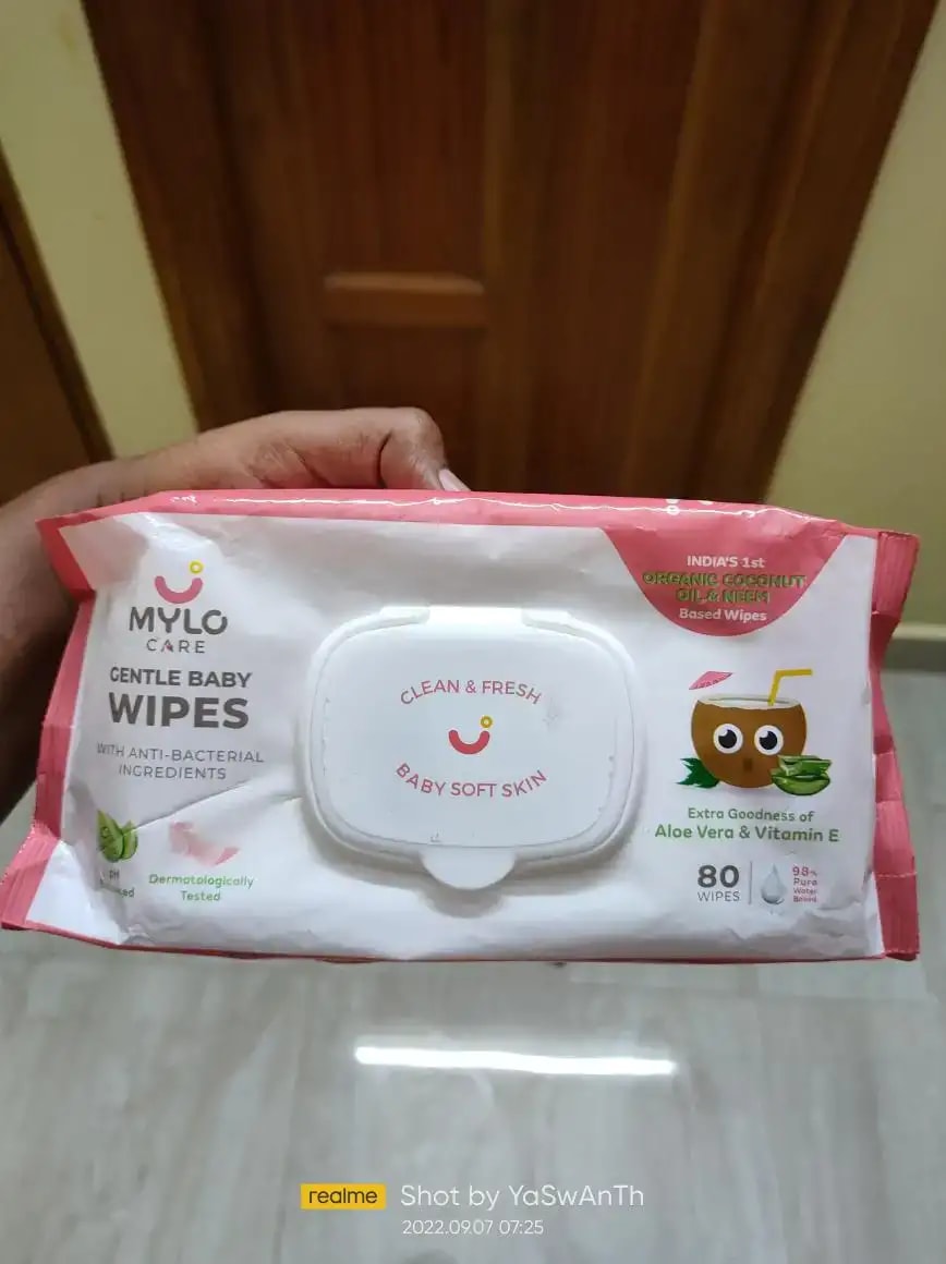 Gentle Baby Wipes With Lid - Organic Coconut Oil, Neem, Aloe Vera and Vitamin E | 98% Pure Water | Dermatologically Tested (Pack of 3) - 72 Wipes Per Pack