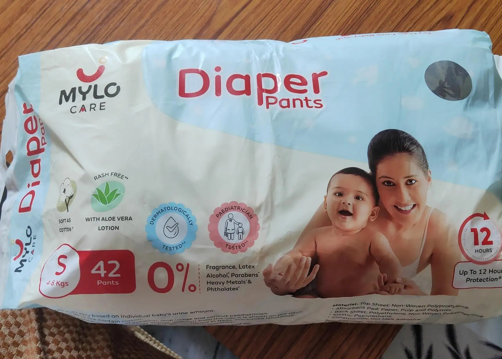 Baby Diaper Pants Small (S) Size 4-8 kgs (42 count) Leak Proof | Lightweight | Rash Free | 12 Hours Protection | ADL Technology (Pack of 1)