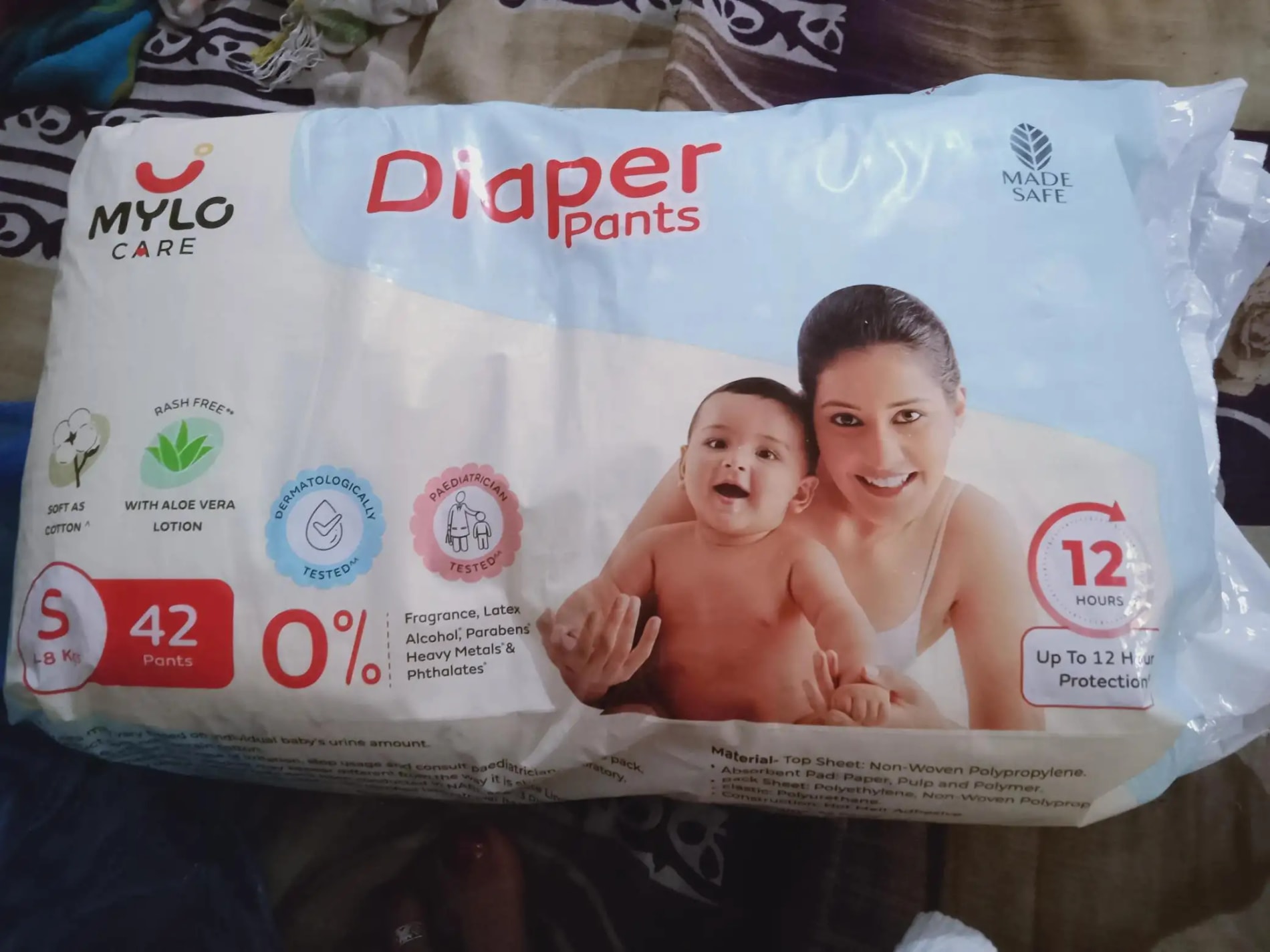 Baby Diaper Pants Small (S) Size 4-8 kgs (42 count) Leak Proof | Lightweight | Rash Free | 12 Hours Protection | ADL Technology (Pack of 1)