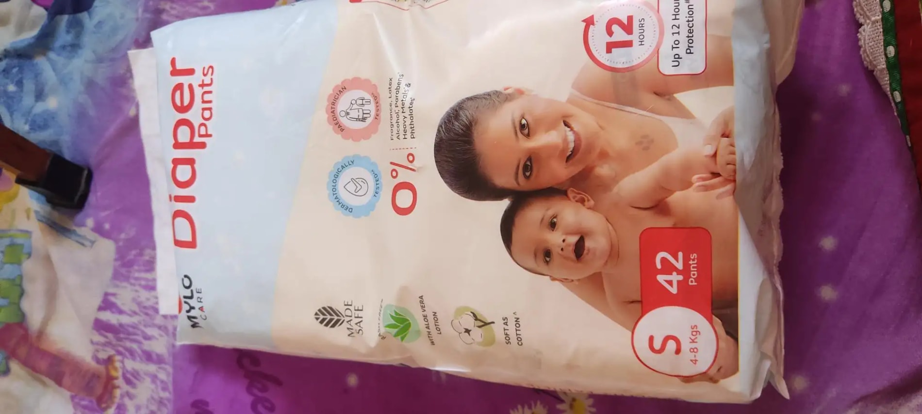 Baby Diaper Pants Small (S) Size 4-8 kgs (42 count) Leak Proof | Lightweight | Rash Free | 12 Hours Protection | ADL Technology (Pack of 1)