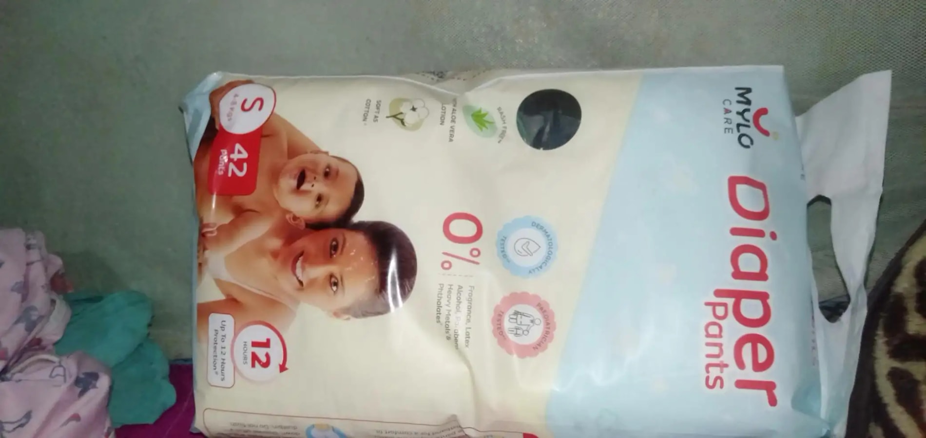 Baby Diaper Pants Small (S) Size 4-8 kgs (42 count) Leak Proof | Lightweight | Rash Free | 12 Hours Protection | ADL Technology (Pack of 1)