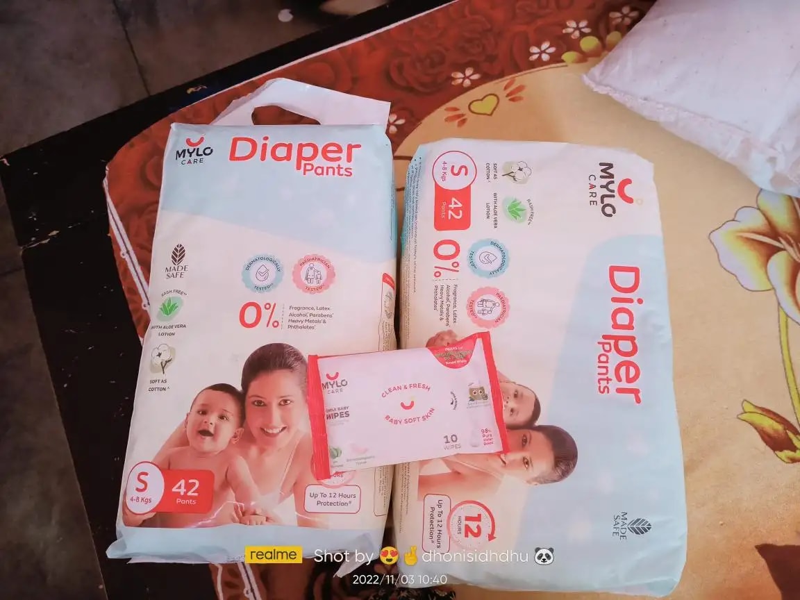 Baby Diaper Pants Small (S) Size 4-8 kgs (42 count) Leak Proof | Lightweight | Rash Free | 12 Hours Protection | ADL Technology (Pack of 1)