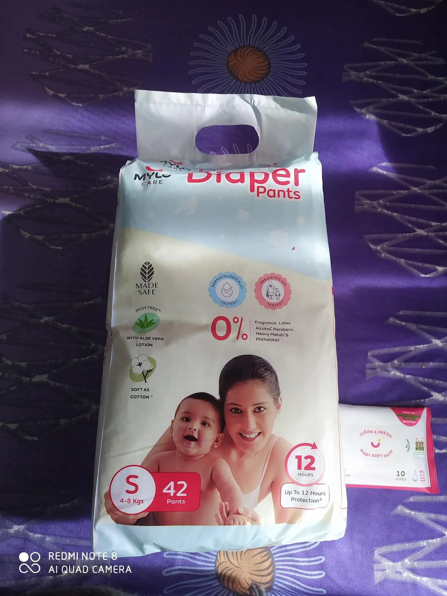 Baby Diaper Pants Small (S) Size 4-8 kgs (42 count) Leak Proof | Lightweight | Rash Free | 12 Hours Protection | ADL Technology (Pack of 1)
