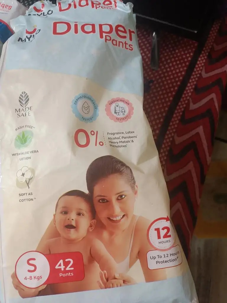 Baby Diaper Pants Small (S) Size 4-8 kgs (42 count) Leak Proof | Lightweight | Rash Free | 12 Hours Protection | ADL Technology (Pack of 1)
