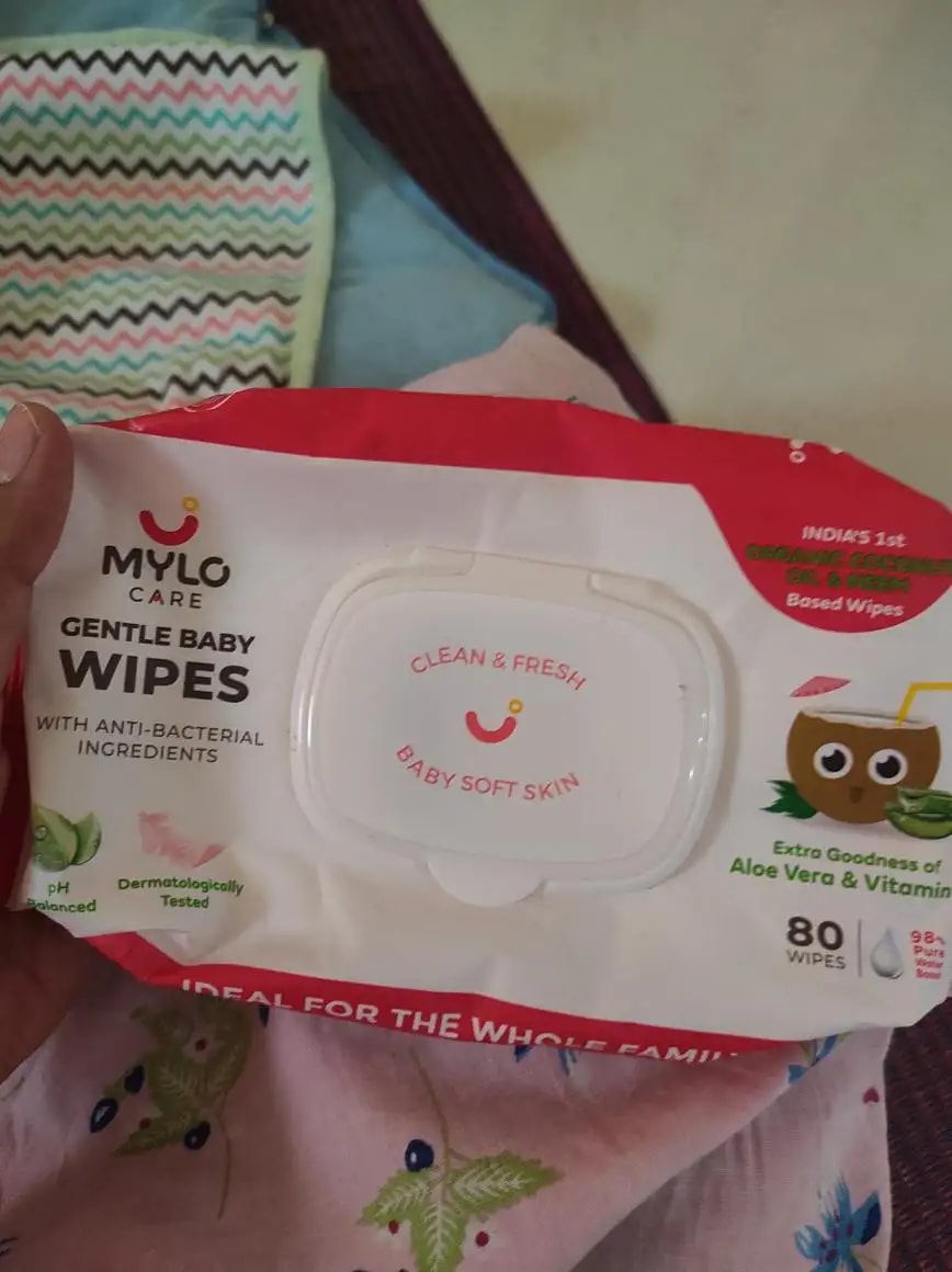 Gentle Baby Wipes With Lid - Organic Coconut Oil, Neem, Aloe Vera and Vitamin E | 98% Pure Water | Dermatologically Tested (Pack of 3) - 72 Wipes Per Pack