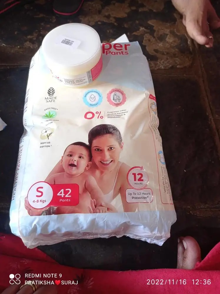 Baby Diaper Pants Small (S) Size 4-8 kgs (42 count) Leak Proof | Lightweight | Rash Free | 12 Hours Protection | ADL Technology (Pack of 1)