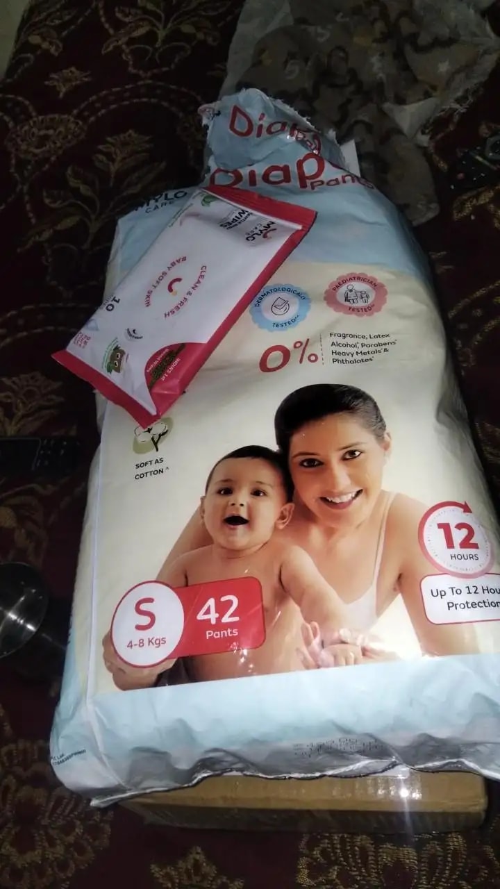 Baby Diaper Pants Small (S) Size 4-8 kgs (42 count) Leak Proof | Lightweight | Rash Free | 12 Hours Protection | ADL Technology (Pack of 1)