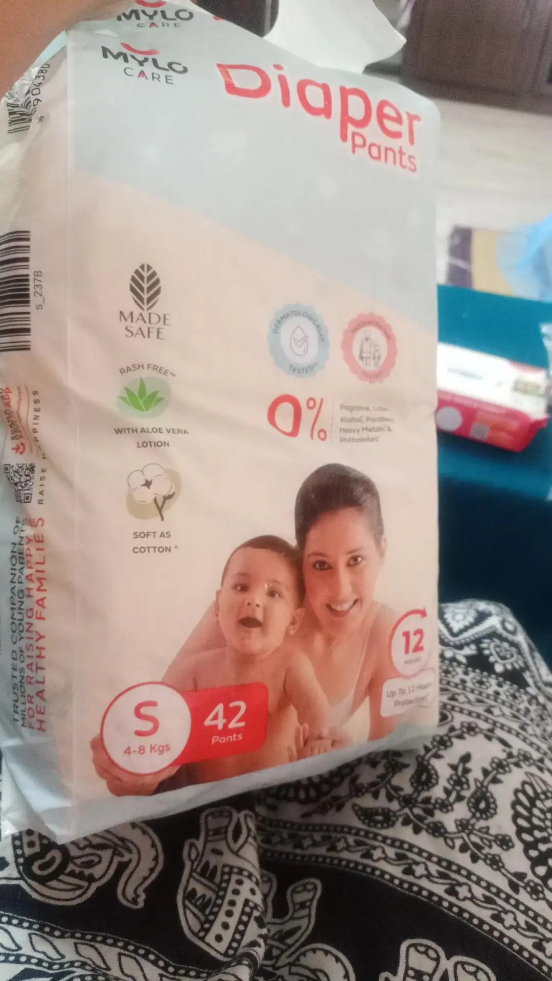 Baby Diaper Pants Small (S) Size 4-8 kgs (42 count) Leak Proof | Lightweight | Rash Free | 12 Hours Protection | ADL Technology (Pack of 1)