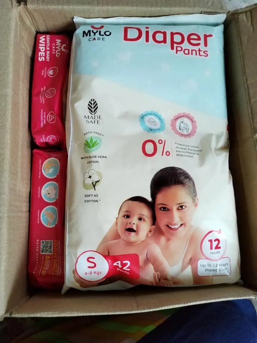 Super Saver Combo - Baby Diaper Pants Medium (M) 7-8 kgs - (76 count) Leak Proof + Extra Virgin Coconut Oil (200ml)