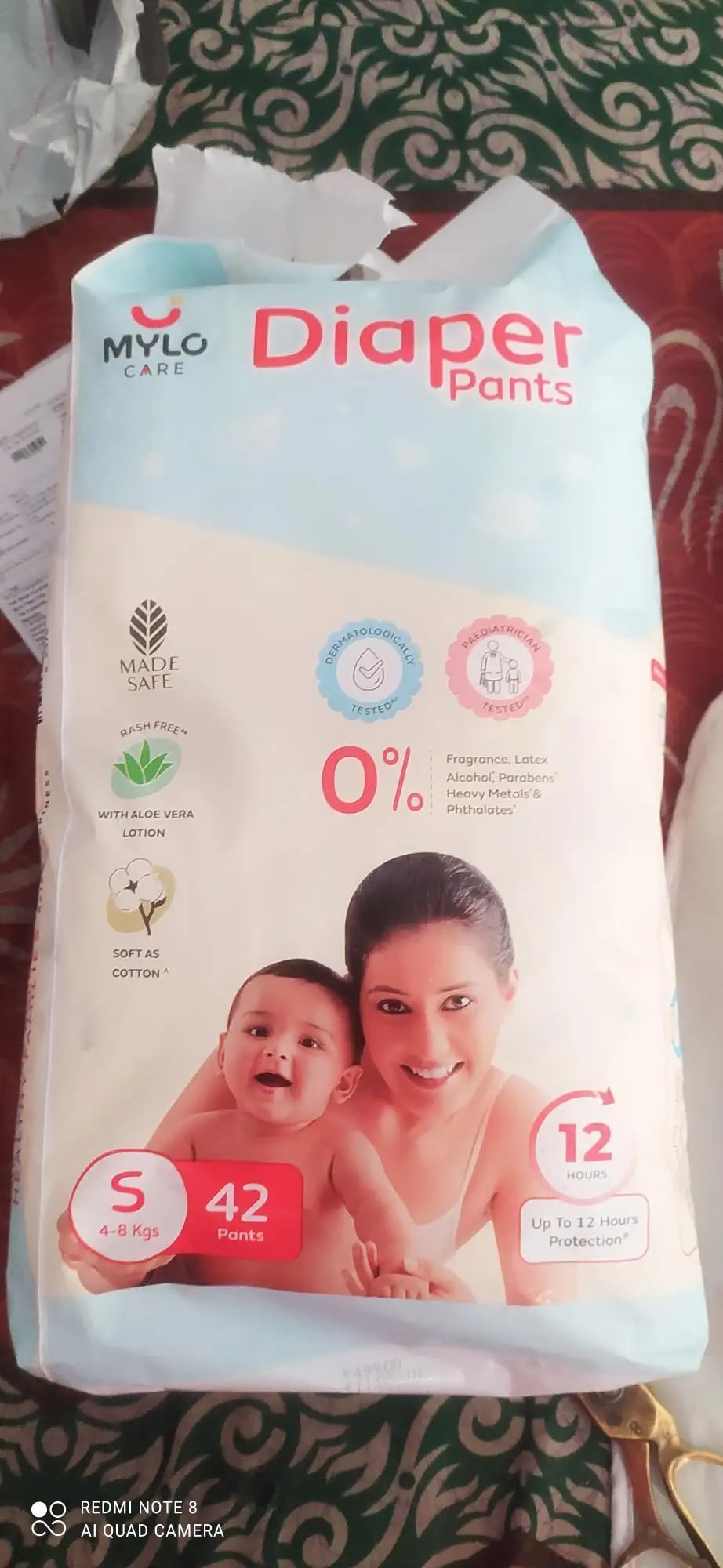 Baby Diaper Pants Small (S) Size 4-8 kgs (42 count) Leak Proof | Lightweight | Rash Free | 12 Hours Protection | ADL Technology (Pack of 1)