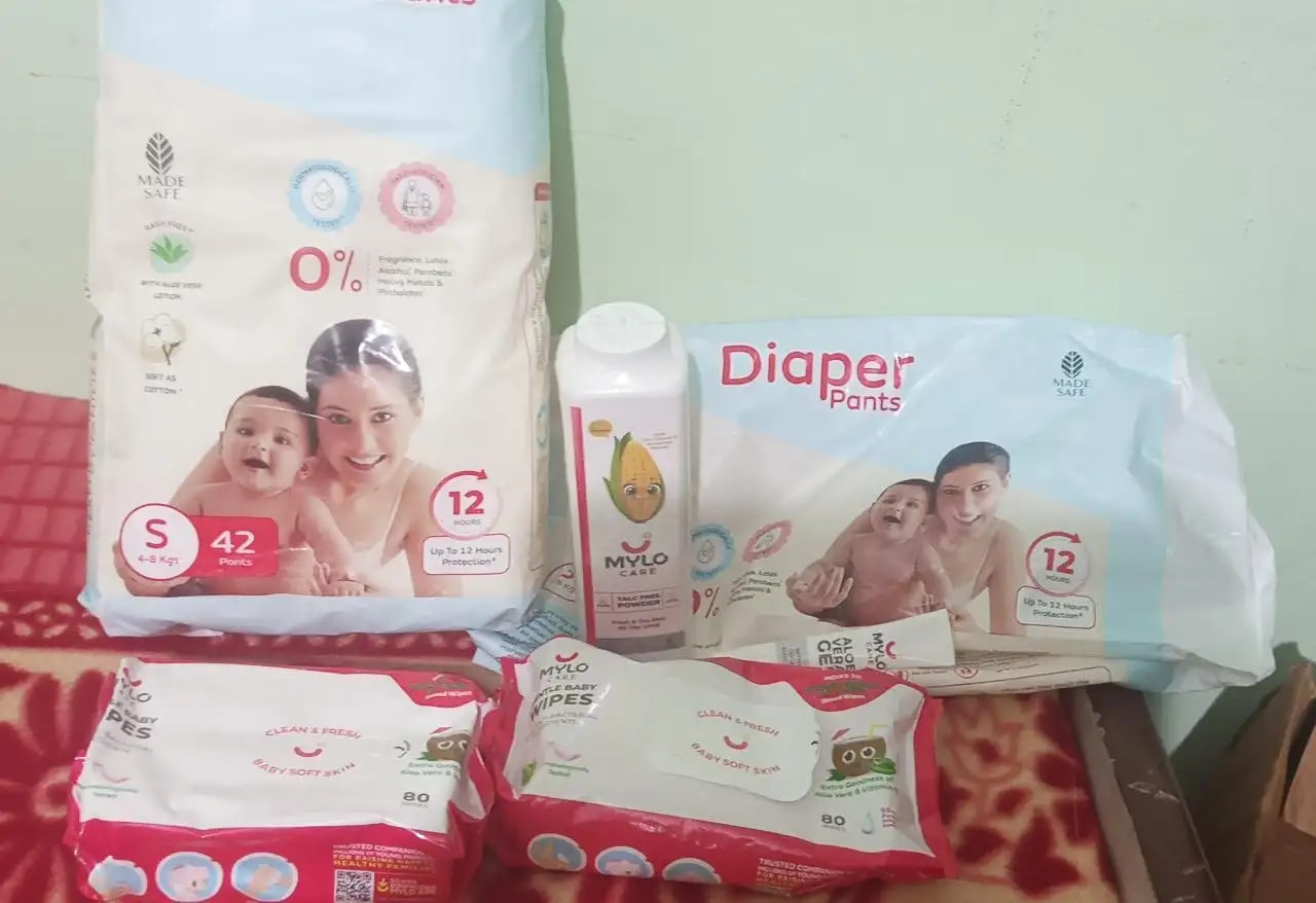 Super Saver Combo - Baby Diaper Pants Medium (M) 7-8 kgs - (76 count) Leak Proof + Extra Virgin Coconut Oil (200ml)