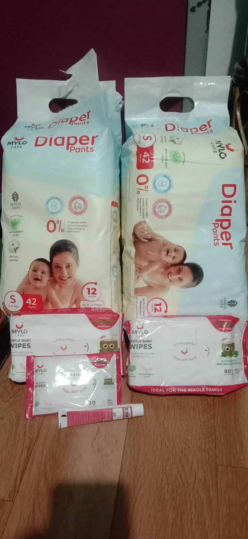 Super Saver Combo - Baby Diaper Pants Medium (M) 7-8 kgs - (76 count) Leak Proof + Extra Virgin Coconut Oil (200ml)