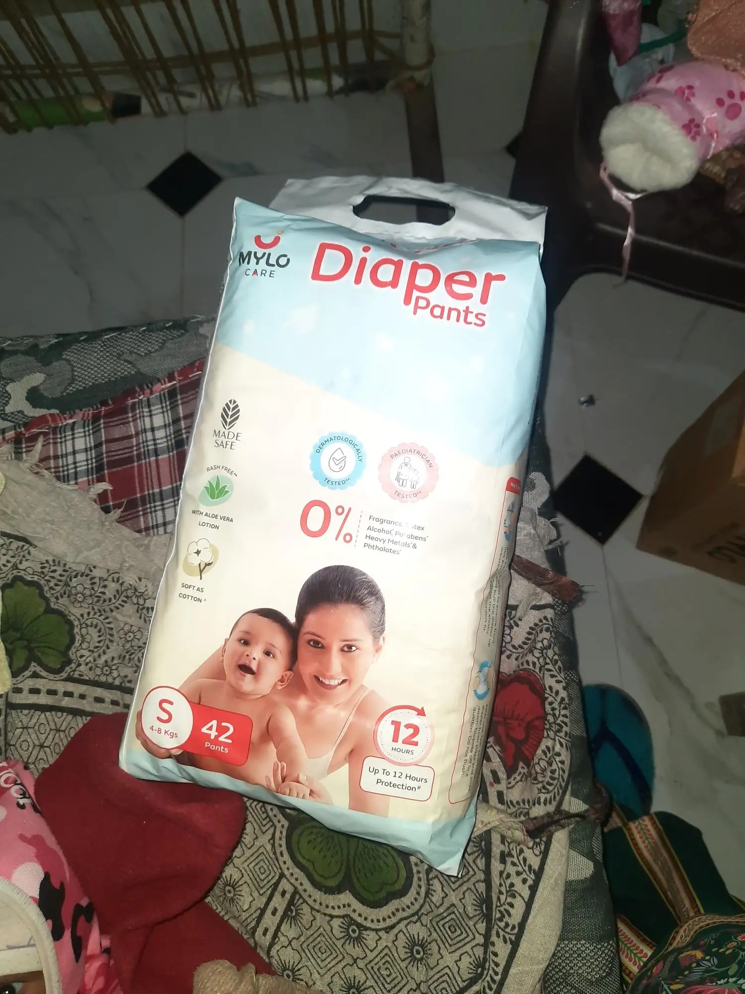 Baby Diaper Pants Small (S) Size 4-8 kgs (42 count) Leak Proof | Lightweight | Rash Free | 12 Hours Protection | ADL Technology (Pack of 1)