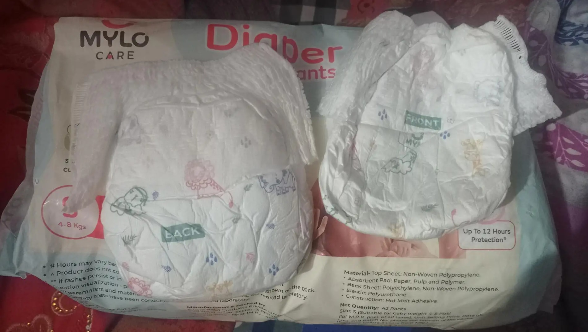 Baby Diaper Pants Small (S) Size 4-8 kgs (42 count) Leak Proof | Lightweight | Rash Free | 12 Hours Protection | ADL Technology (Pack of 1)