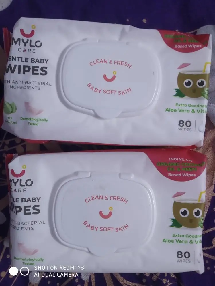 Gentle Baby Wipes With Lid - Organic Coconut Oil, Neem, Aloe Vera and Vitamin E | 98% Pure Water | Dermatologically Tested (Pack of 3) - 72 Wipes Per Pack