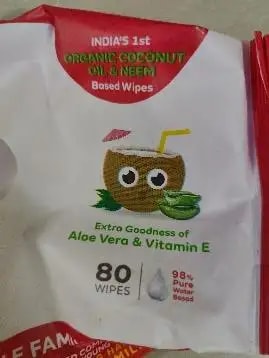 Gentle Baby Wipes With Lid - Organic Coconut Oil, Neem, Aloe Vera and Vitamin E | 98% Pure Water | Dermatologically Tested (Pack of 3) - 72 Wipes Per Pack