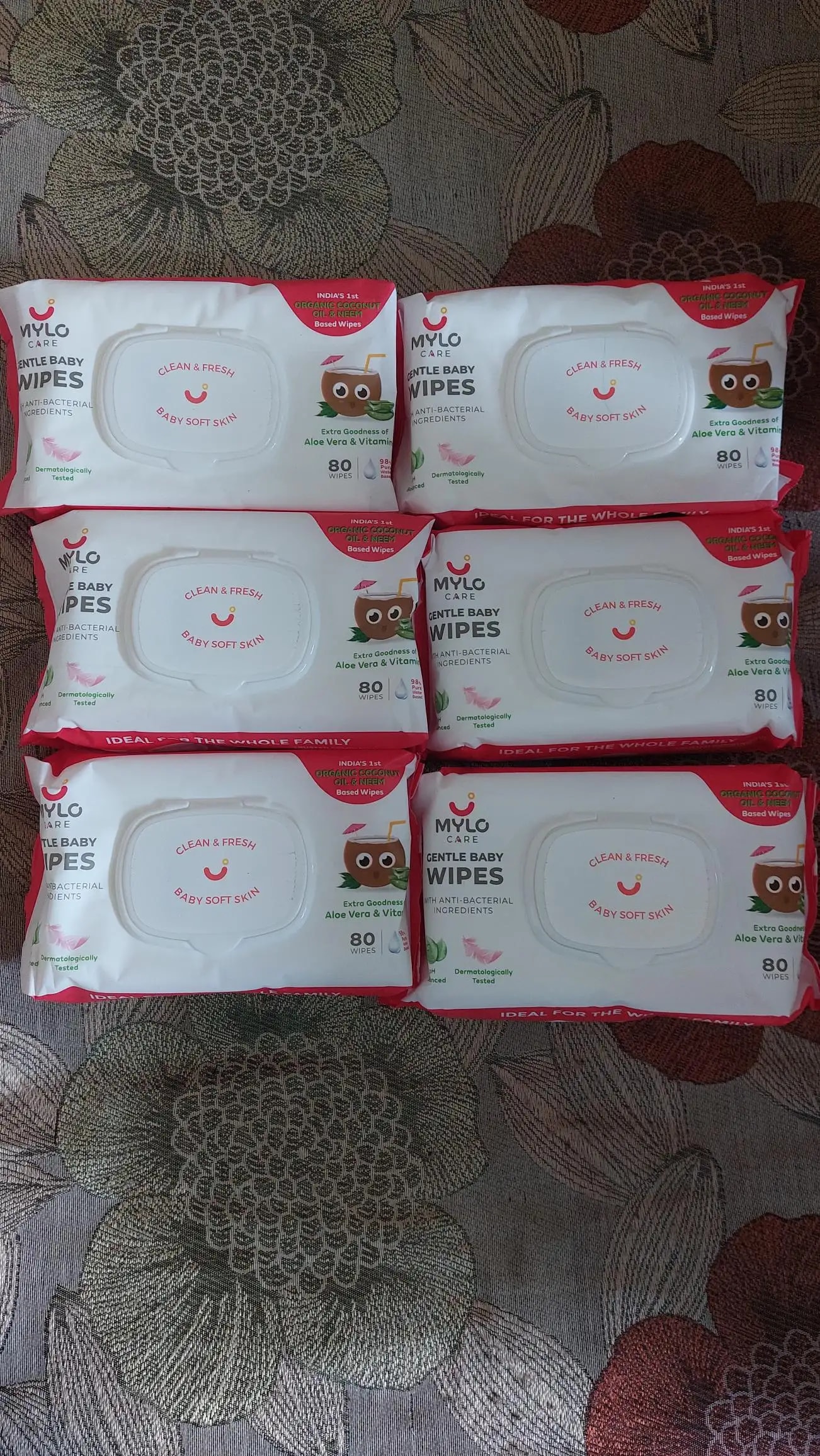 Gentle Baby Wipes With Lid - Organic Coconut Oil, Neem, Aloe Vera and Vitamin E | 98% Pure Water | Dermatologically Tested (Pack of 3) - 72 Wipes Per Pack