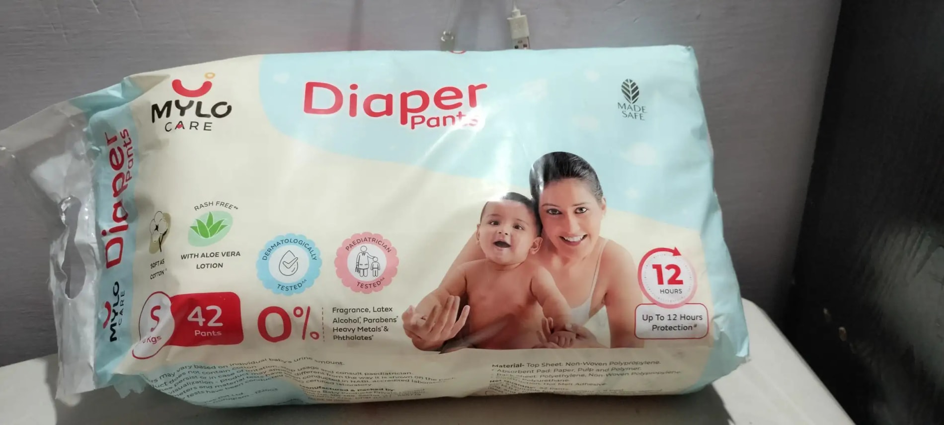 Baby Diaper Pants Small (S) Size 4-8 kgs (42 count) Leak Proof | Lightweight | Rash Free | 12 Hours Protection | ADL Technology (Pack of 1)