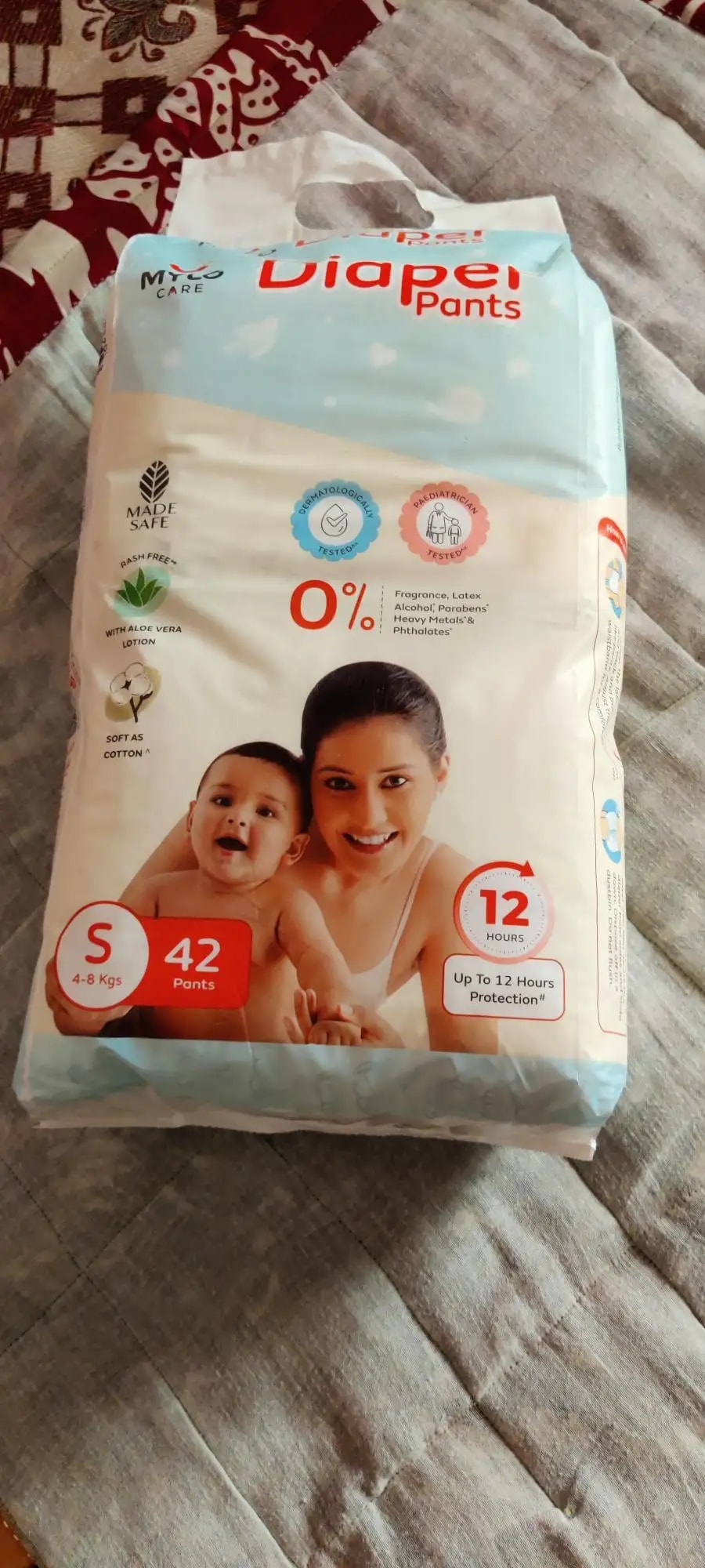 Baby Diaper Pants Small (S) Size 4-8 kgs (42 count) Leak Proof | Lightweight | Rash Free | 12 Hours Protection | ADL Technology (Pack of 1)