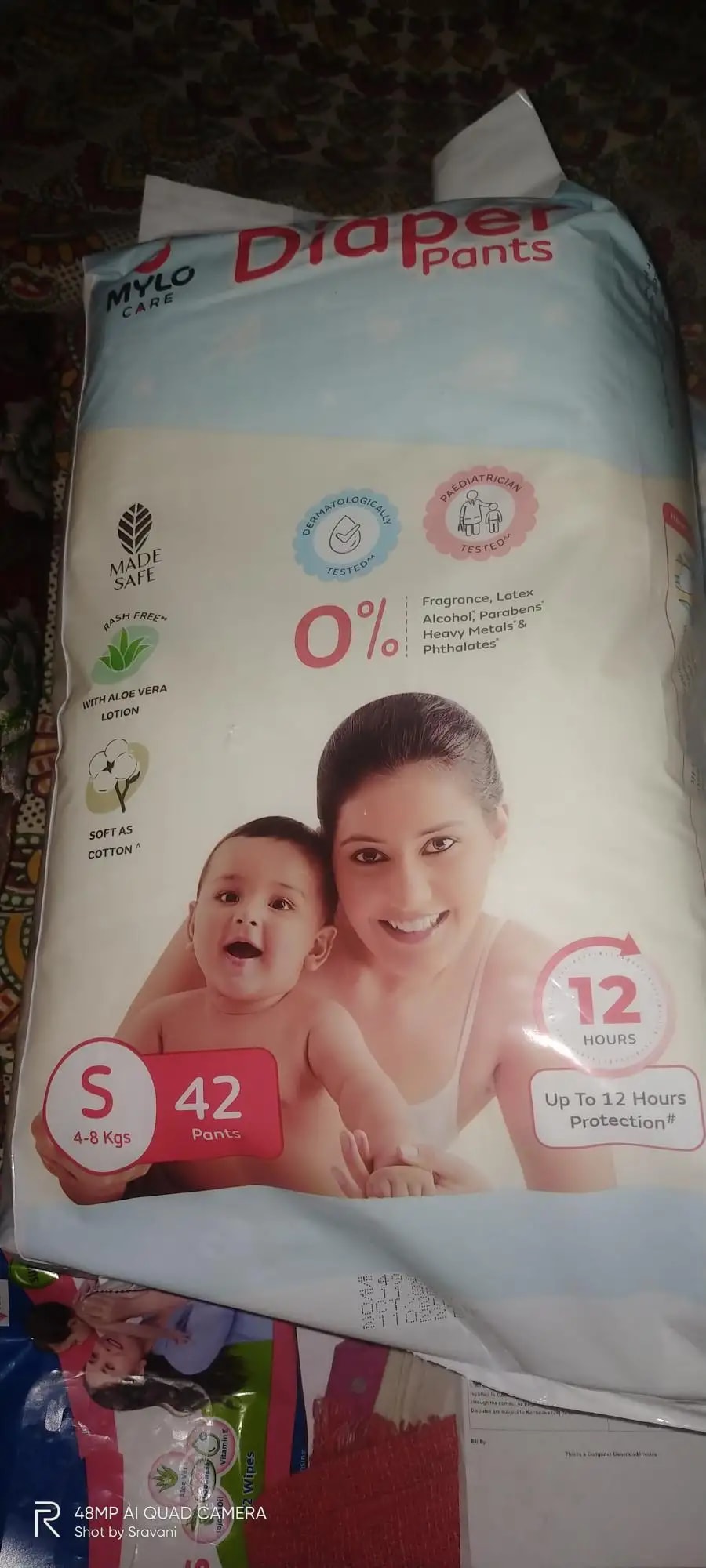 Baby Diaper Pants Small (S) Size 4-8 kgs (42 count) Leak Proof | Lightweight | Rash Free | 12 Hours Protection | ADL Technology (Pack of 1)