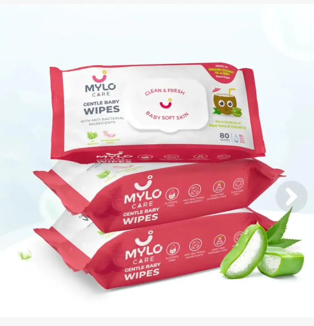Gentle Baby Wipes With Lid - Organic Coconut Oil, Neem, Aloe Vera and Vitamin E | 98% Pure Water | Dermatologically Tested (Pack of 3) - 72 Wipes Per Pack