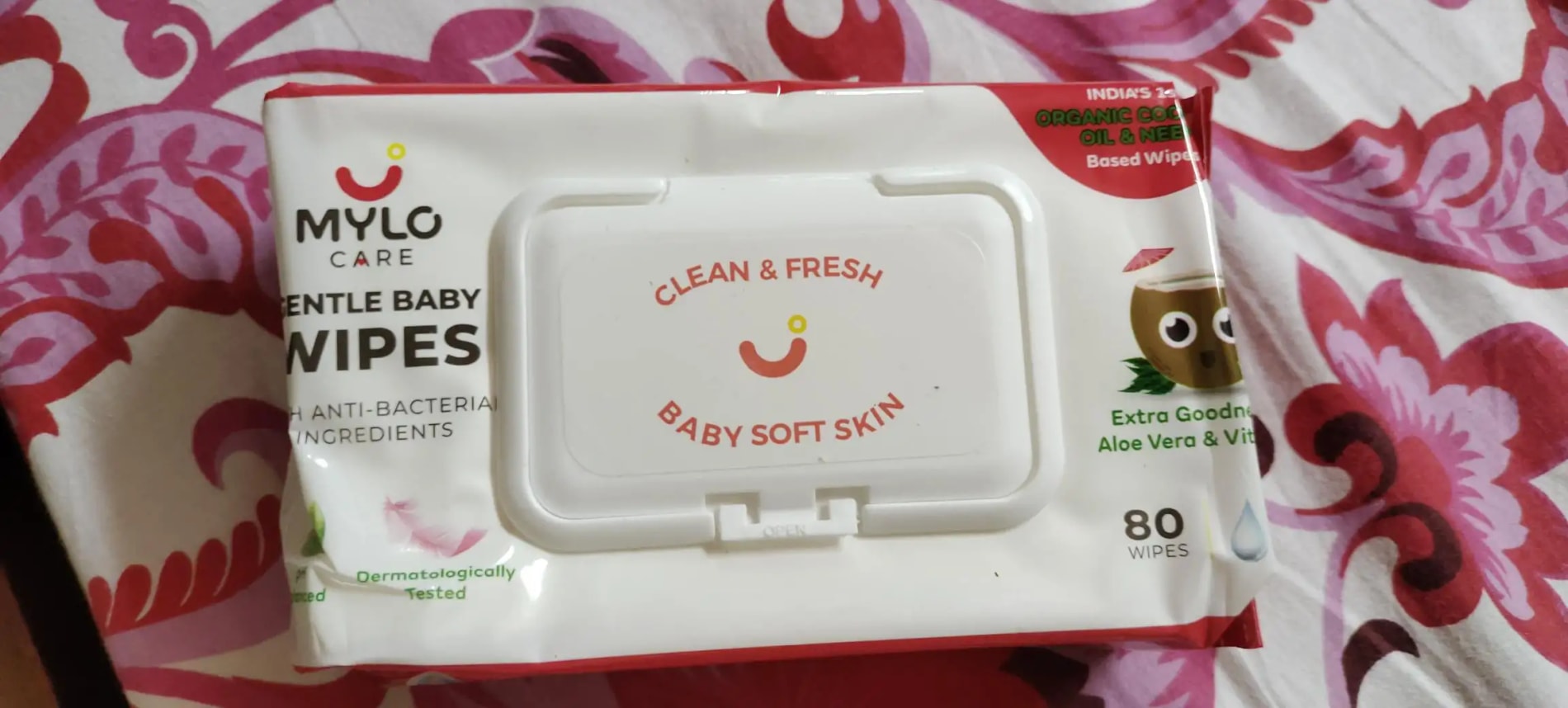 Gentle Baby Wipes With Lid - Organic Coconut Oil, Neem, Aloe Vera and Vitamin E | 98% Pure Water | Dermatologically Tested (Pack of 3) - 72 Wipes Per Pack
