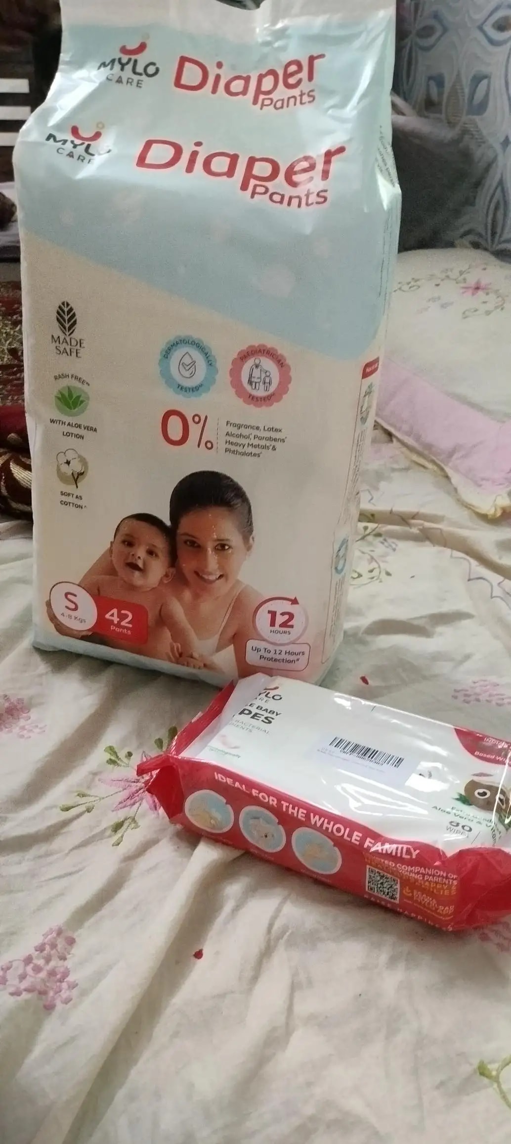 Super Saver Combo - Baby Diaper Pants Medium (M) 7-8 kgs - (76 count) Leak Proof + Extra Virgin Coconut Oil (200ml)