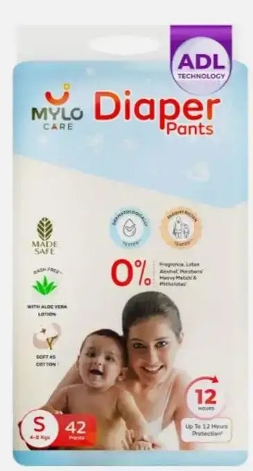 Super Saver Combo - Baby Diaper Pants Medium (M) 7-8 kgs - (76 count) Leak Proof + Extra Virgin Coconut Oil (200ml)