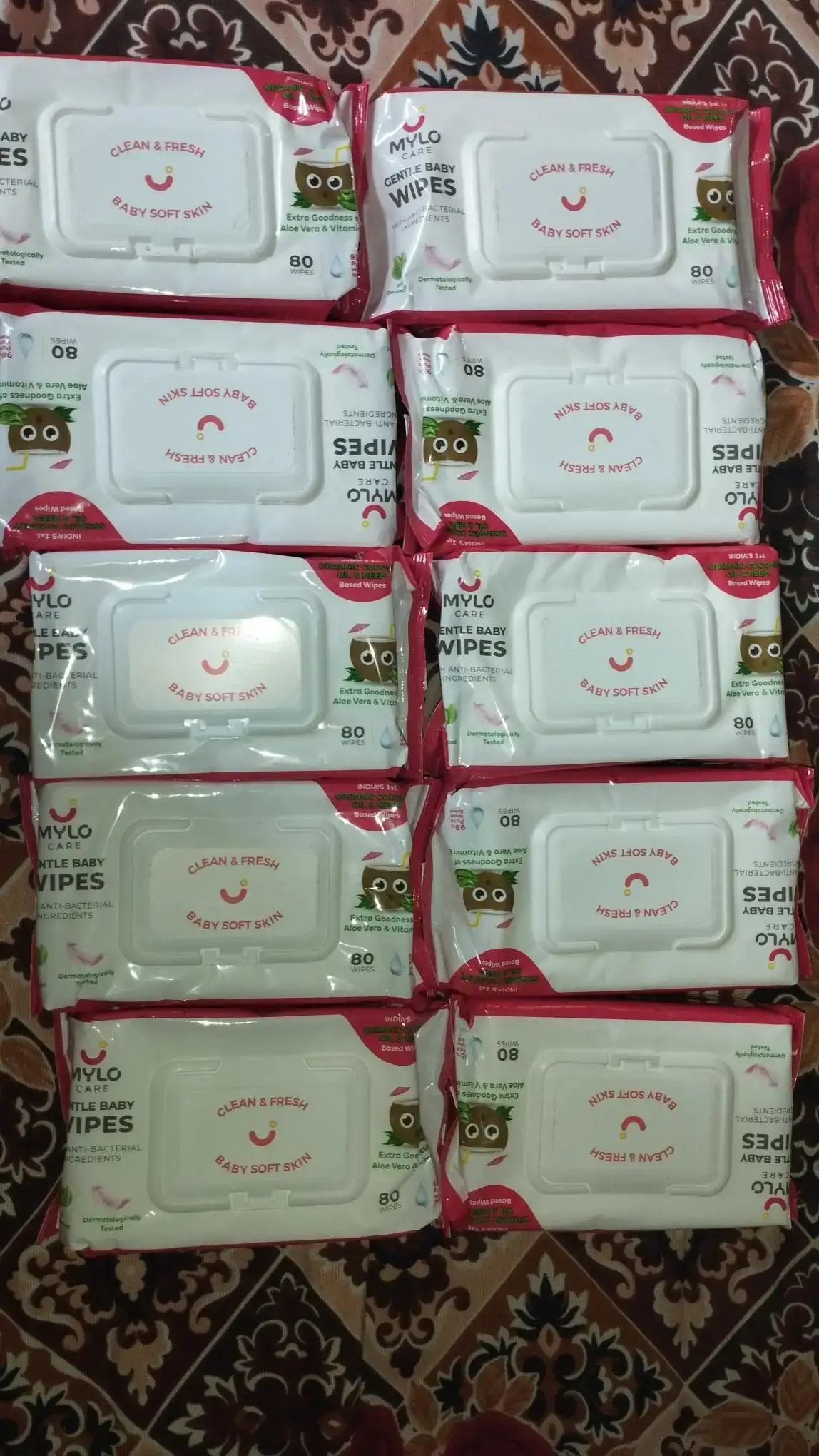 Gentle Baby Wipes With Lid - Organic Coconut Oil, Neem, Aloe Vera and Vitamin E | 98% Pure Water | Dermatologically Tested (Pack of 3) - 72 Wipes Per Pack