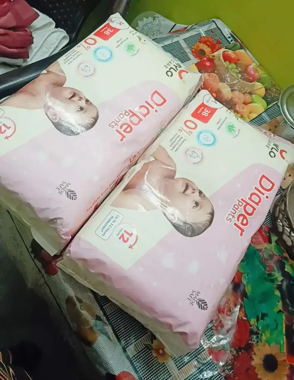 Super Saver Combo - Baby Diaper Pants Medium (M) 7-8 kgs - (76 count) Leak Proof + Extra Virgin Coconut Oil (200ml)