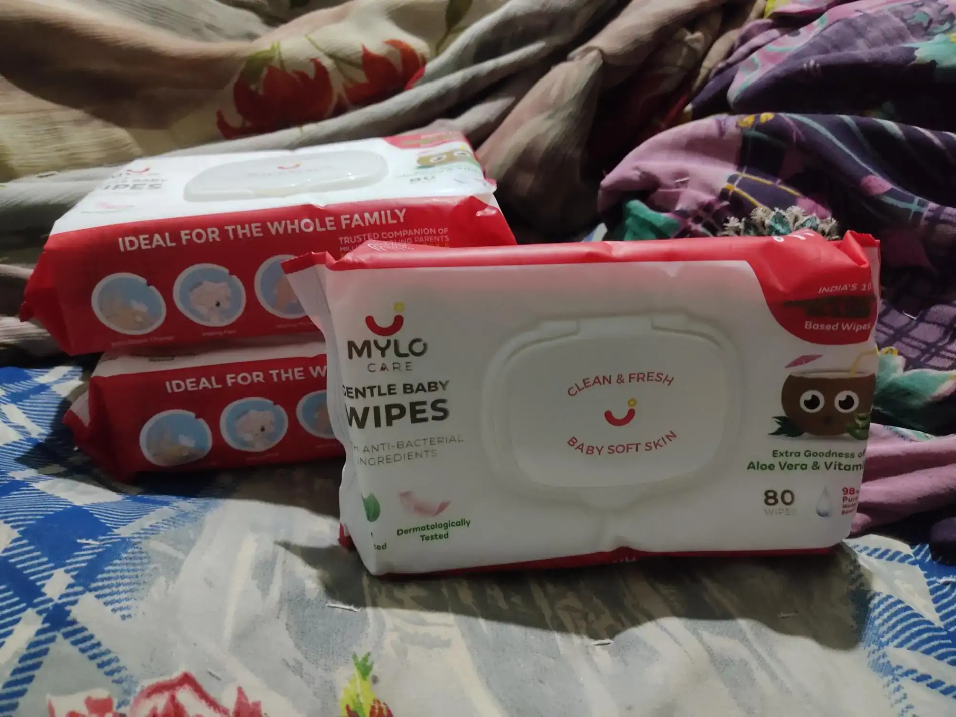 Gentle Baby Wipes With Lid - Organic Coconut Oil, Neem, Aloe Vera and Vitamin E | 98% Pure Water | Dermatologically Tested (Pack of 3) - 72 Wipes Per Pack