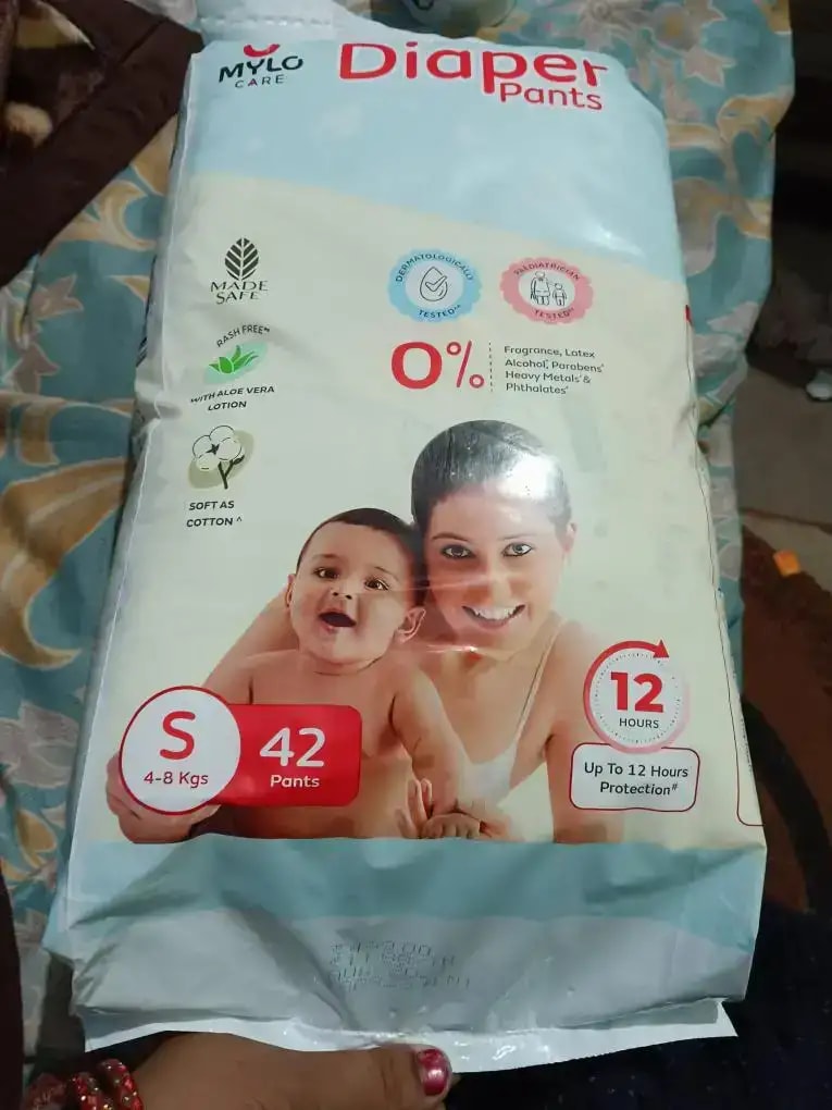 Baby Diaper Pants Small (S) Size 4-8 kgs (42 count) Leak Proof | Lightweight | Rash Free | 12 Hours Protection | ADL Technology (Pack of 1)