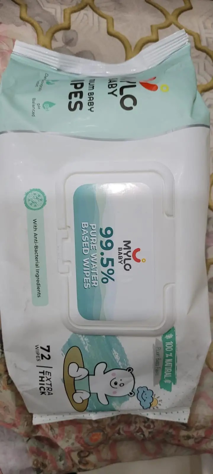 Gentle Baby Wipes With Lid - Organic Coconut Oil, Neem, Aloe Vera and Vitamin E | 98% Pure Water | Dermatologically Tested (Pack of 3) - 72 Wipes Per Pack
