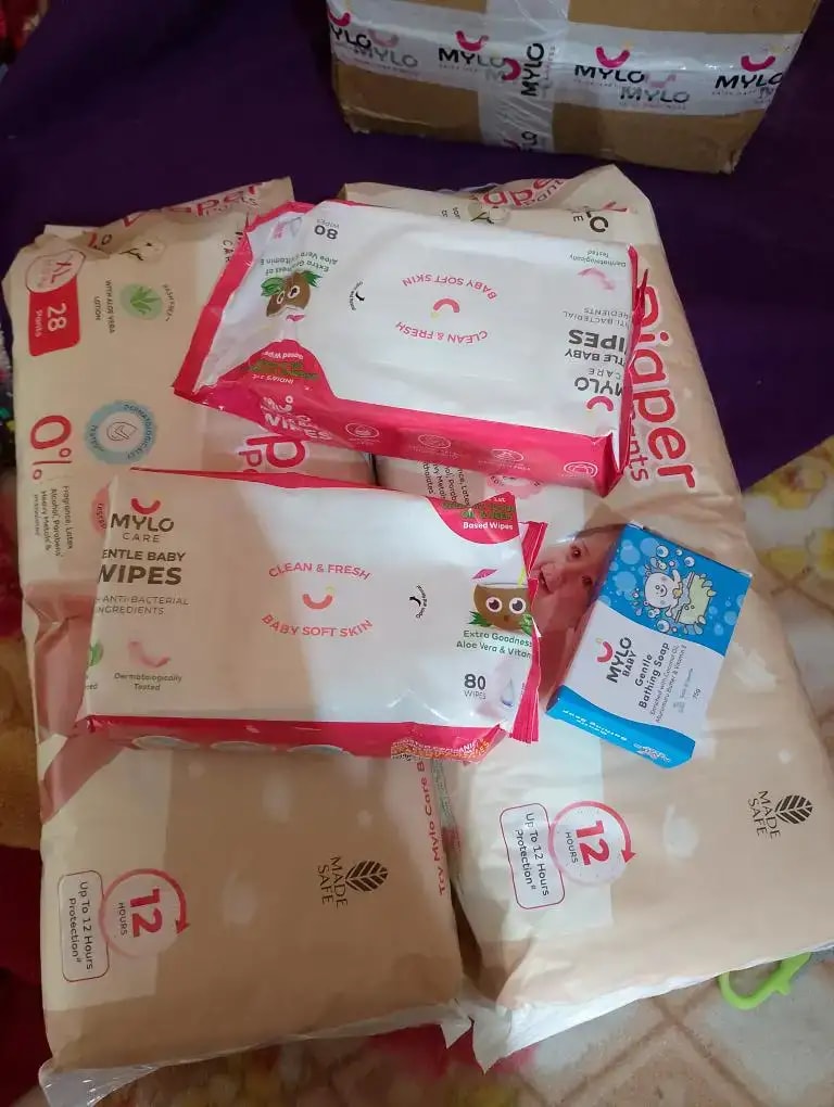 Super Saver Combo - Baby Diaper Pants Medium (M) 7-8 kgs - (76 count) Leak Proof + Extra Virgin Coconut Oil (200ml)