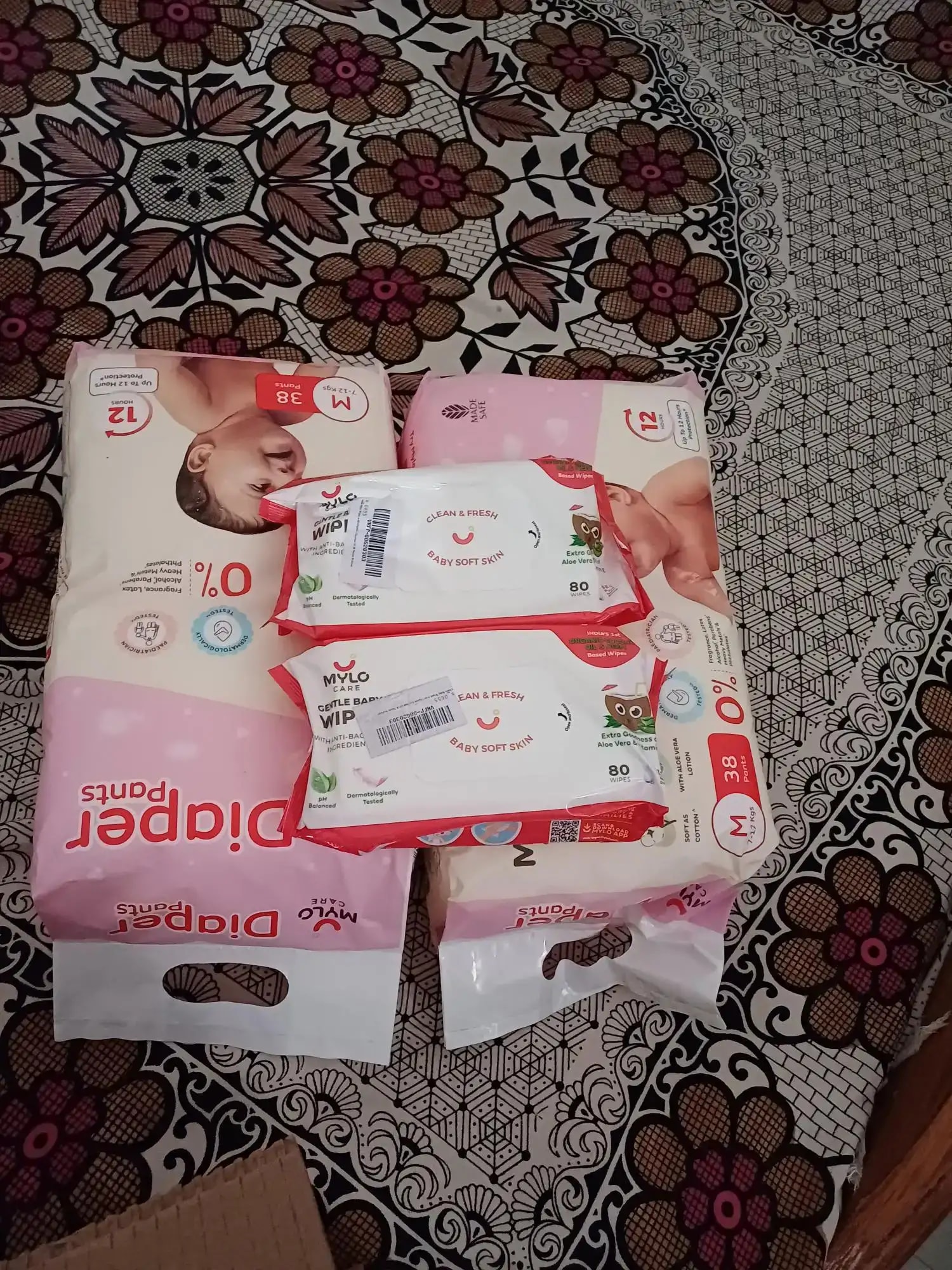 Super Saver Combo - Baby Diaper Pants Medium (M) 7-8 kgs - (76 count) Leak Proof + Extra Virgin Coconut Oil (200ml)