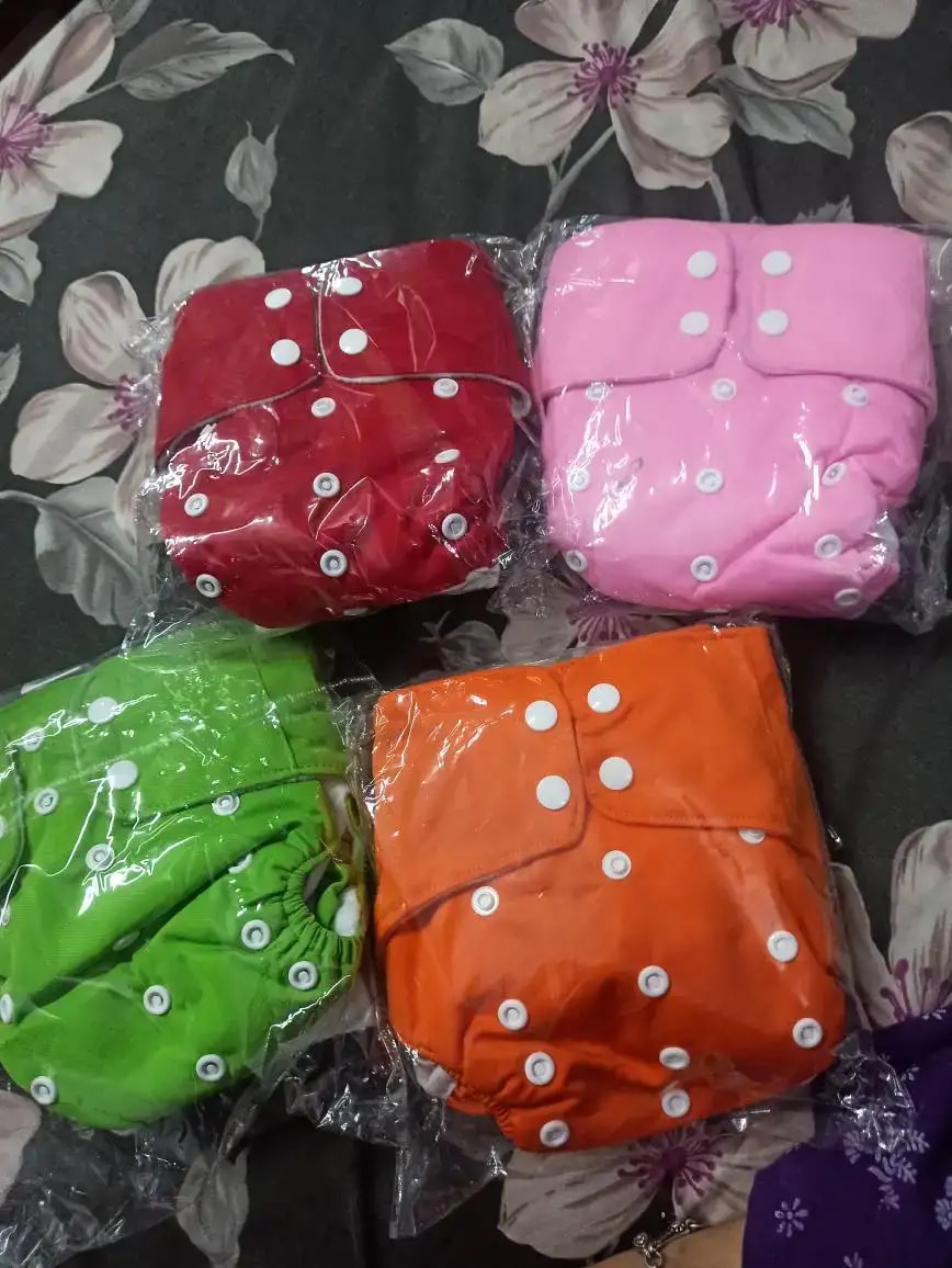 Adjustable Washable & Reusable Cloth Diaper With Dry Feel, Absorbent Insert Pad (3M-3Y) | Oeko-Tex Certified | Prevents Rashes - Assorted Colors - Pack of 4