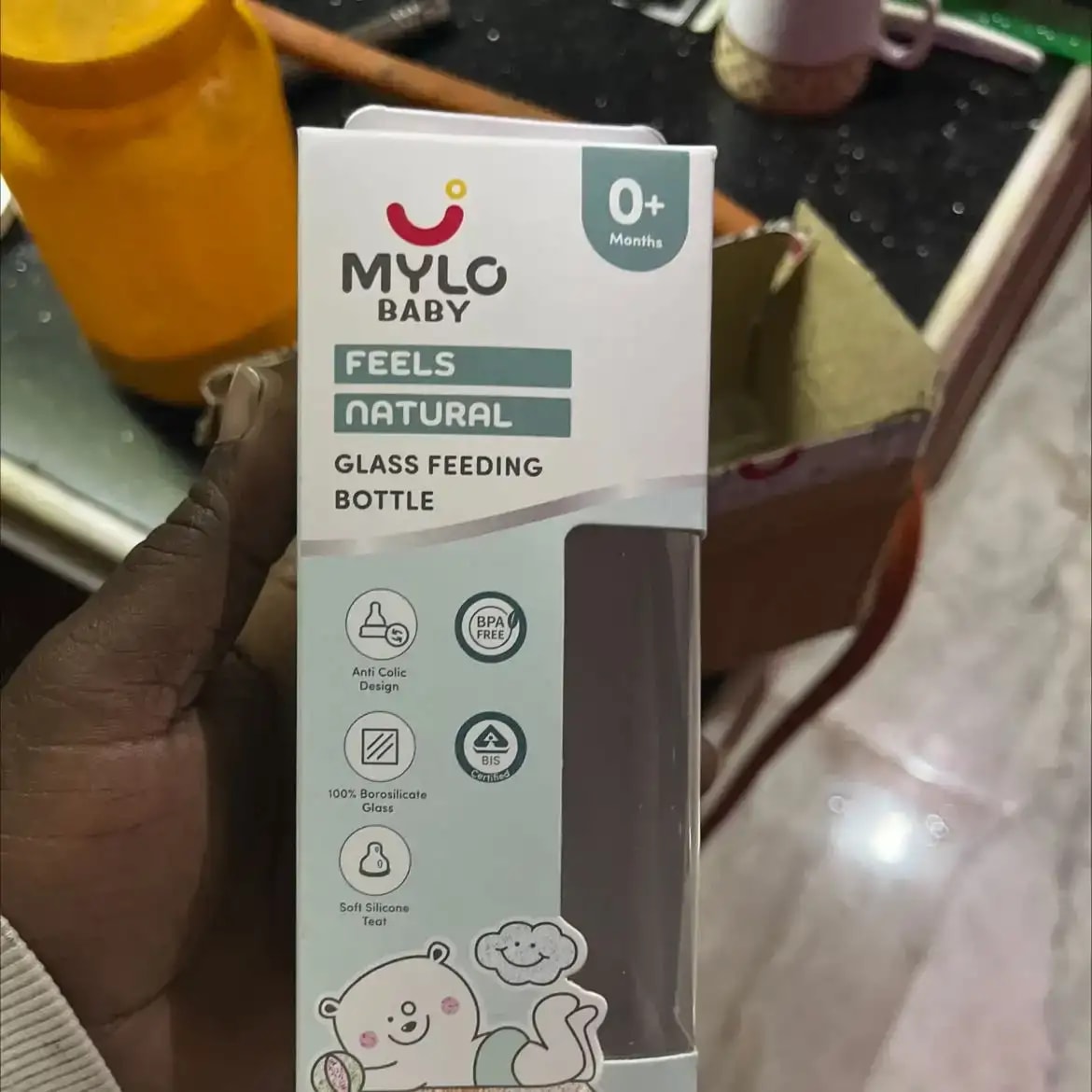 Glass Feeding Bottle | BPA Free | Anti-Colic | 100% Food Grade | Stain & Odor Free - 125 ml